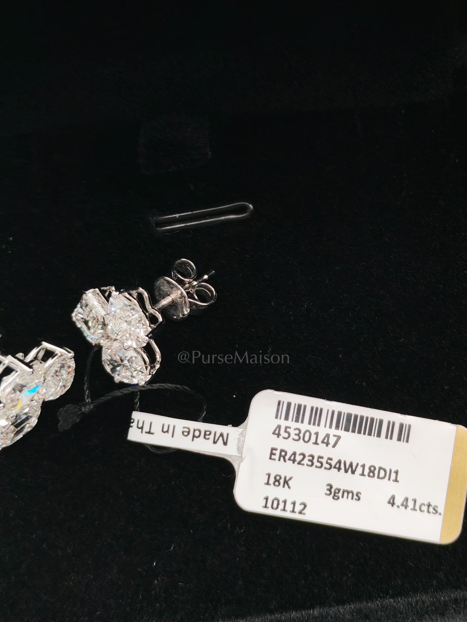 18k 3gms 4.41cts. VS1 to VVS1 (Clarity) E to H (Color) Natural Diamond White Gold Earrings | Purse Maison Luxury Bags Shop