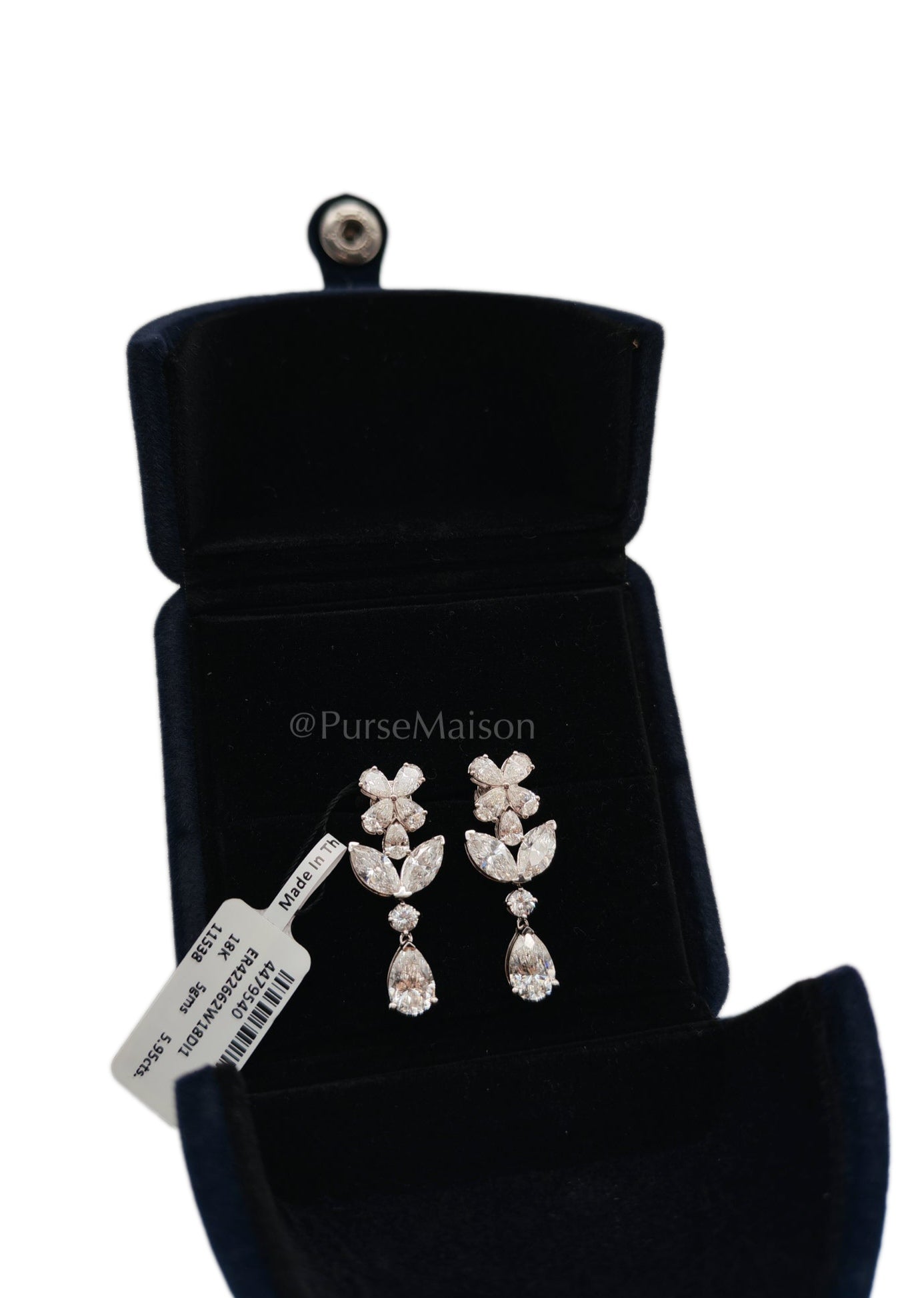 18K 5gms. 5.95cts. Natural Diamond White Gold Earrings | Purse Maison Luxury Bags Shop