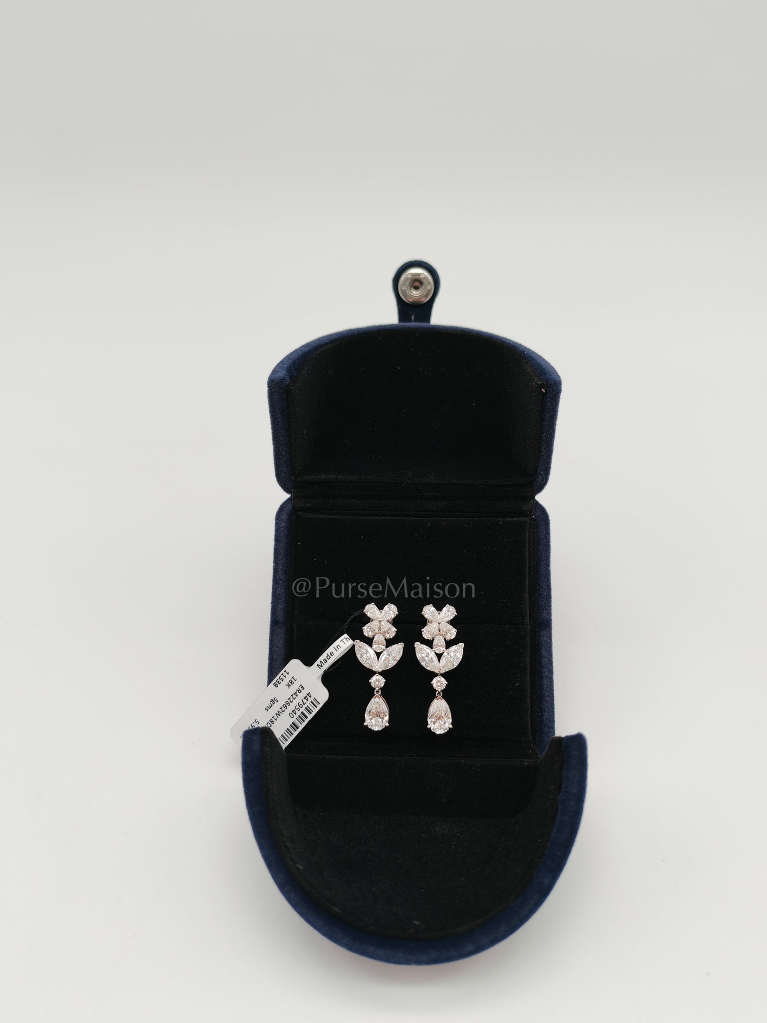 18K 5gms. 5.95cts. Natural Diamond White Gold Earrings | Purse Maison Luxury Bags Shop