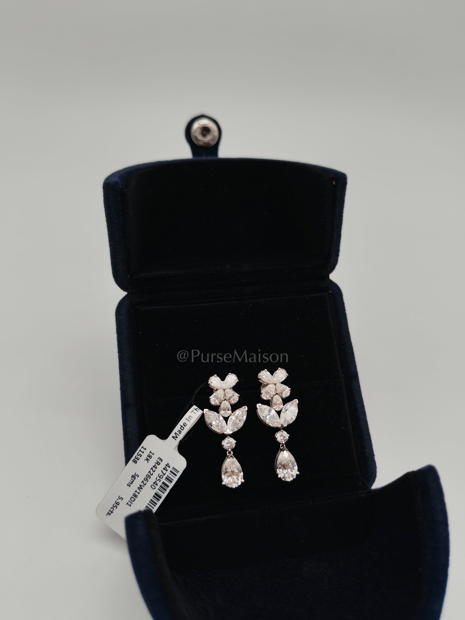 18K 5gms. 5.95cts. Natural Diamond White Gold Earrings | Purse Maison Luxury Bags Shop