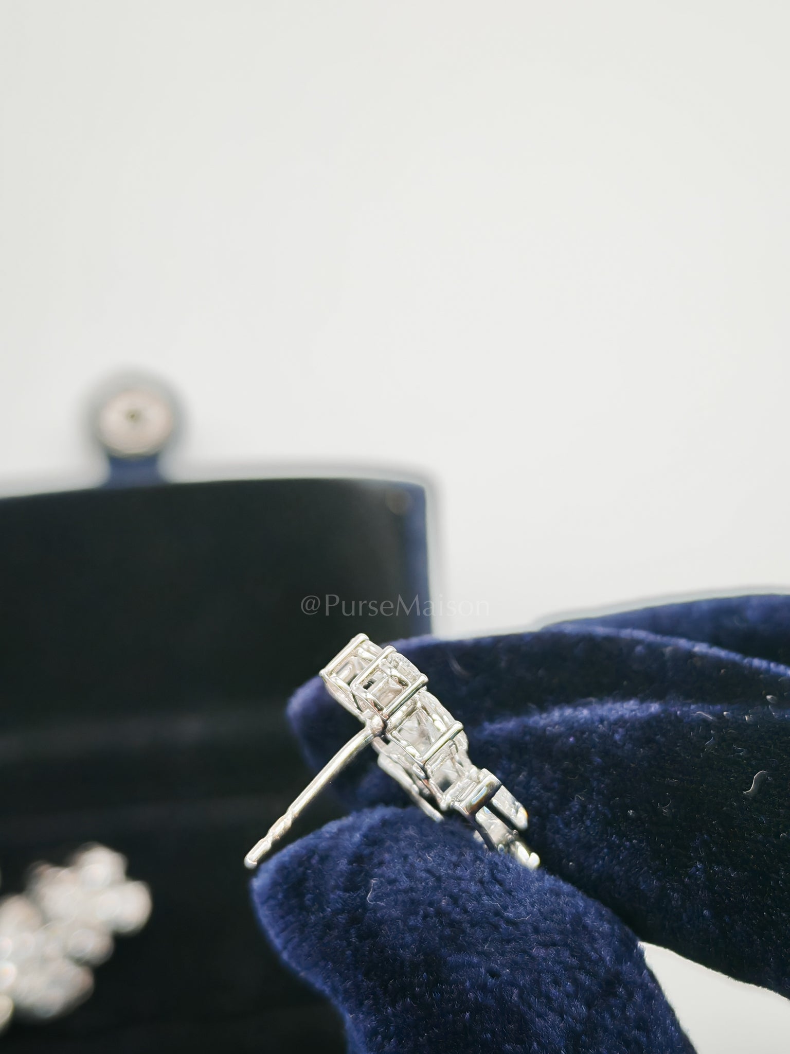 18K 5gms. 5.95cts. Natural Diamond White Gold Earrings | Purse Maison Luxury Bags Shop