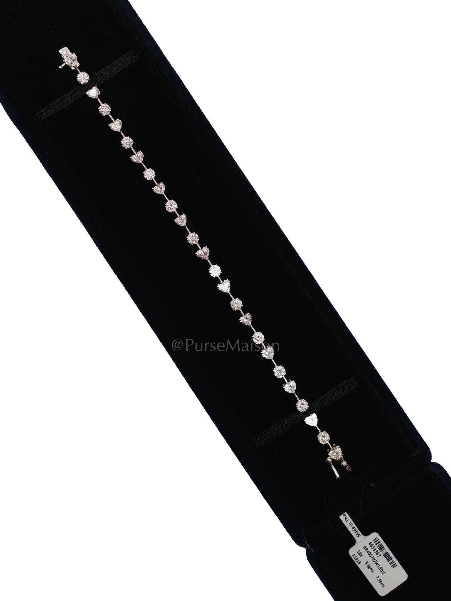 18k 9.4gms. 7.93cts. Natural Diamond White Gold Tennis Bracelet (19cm) | Purse Maison Luxury Bags Shop