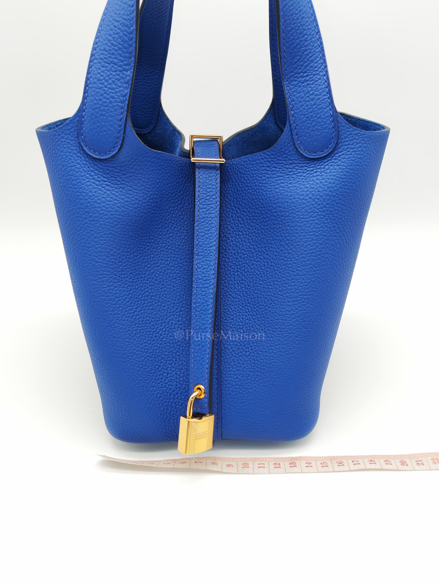 Picotin Lock 18 in Blue Electric Taurillon Maurice Leather & Gold Hardware Stamp B(2023)