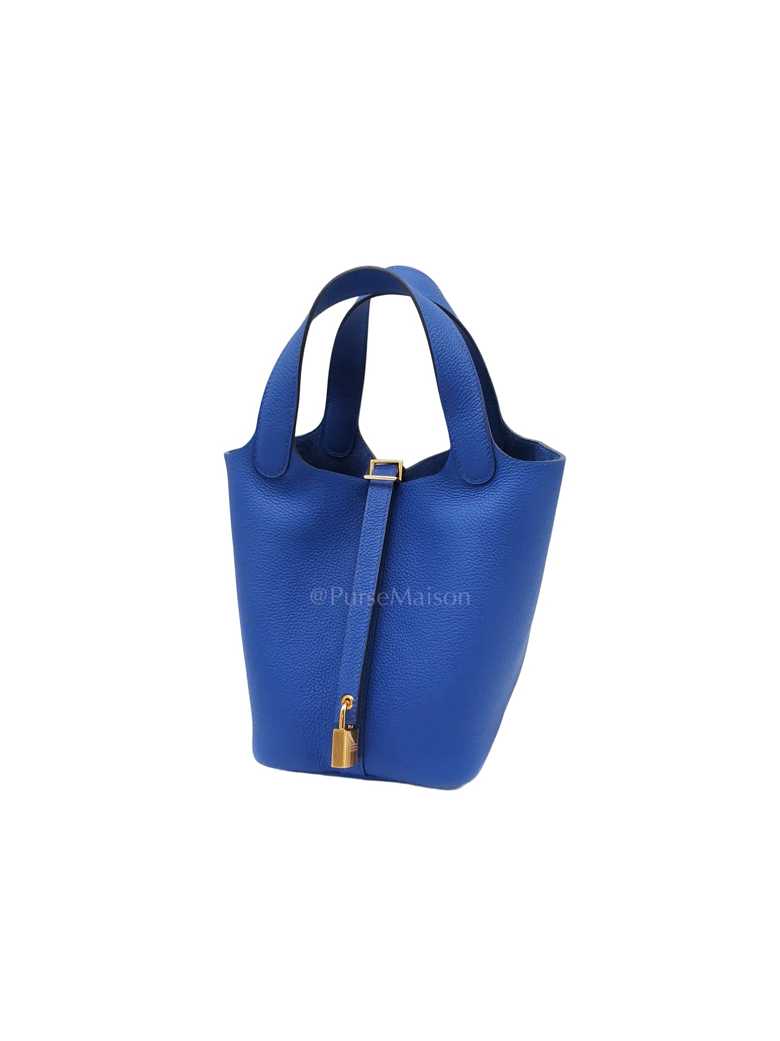 Picotin Lock 18 in Blue Electric Taurillon Maurice Leather & Gold Hardware Stamp B(2023)