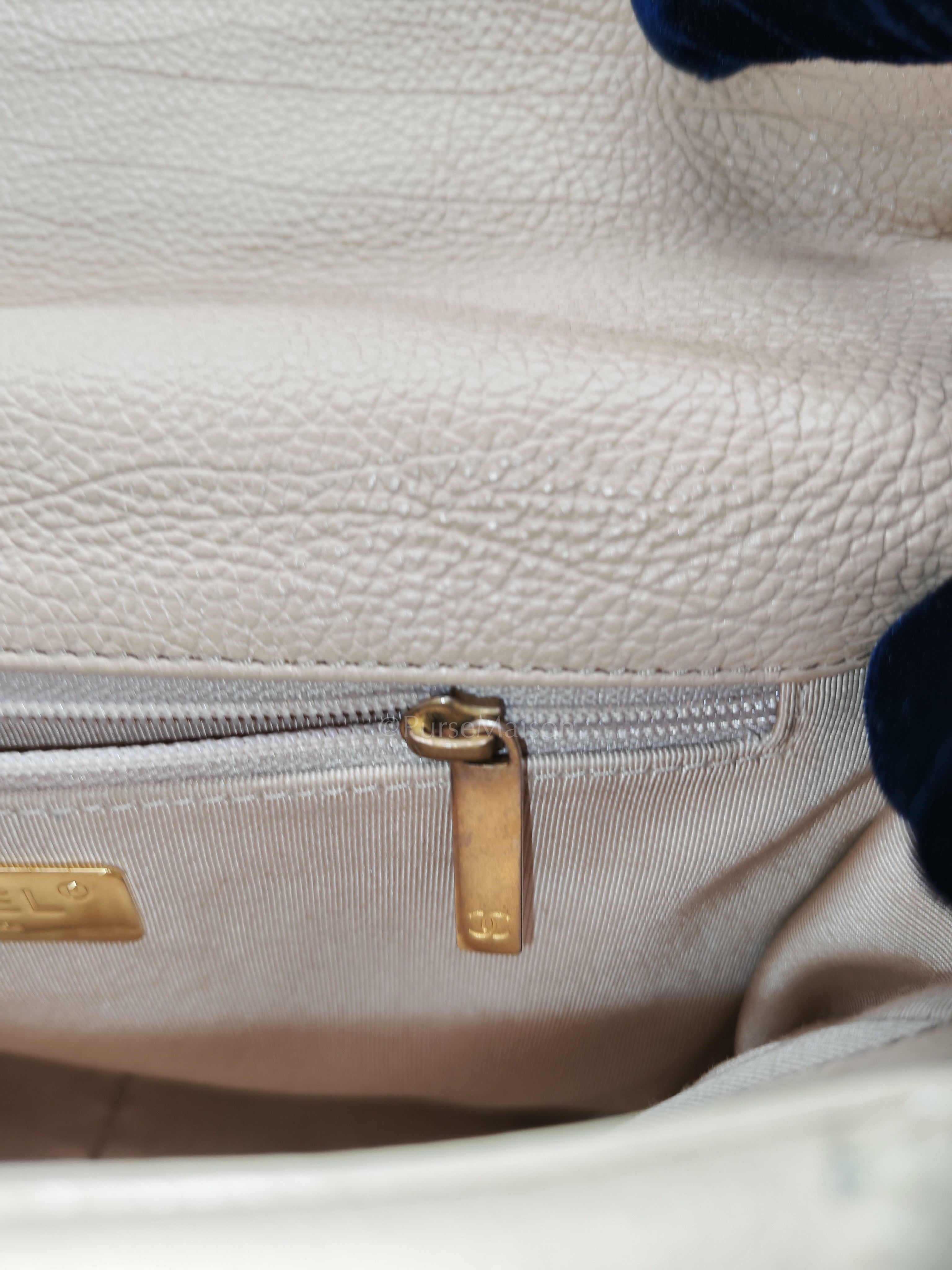 19 Flap Bag in Beige Crochet Quilted Calfskin Leather & Mix Hardware Series 30 | Purse Maison Luxury Bags Shop