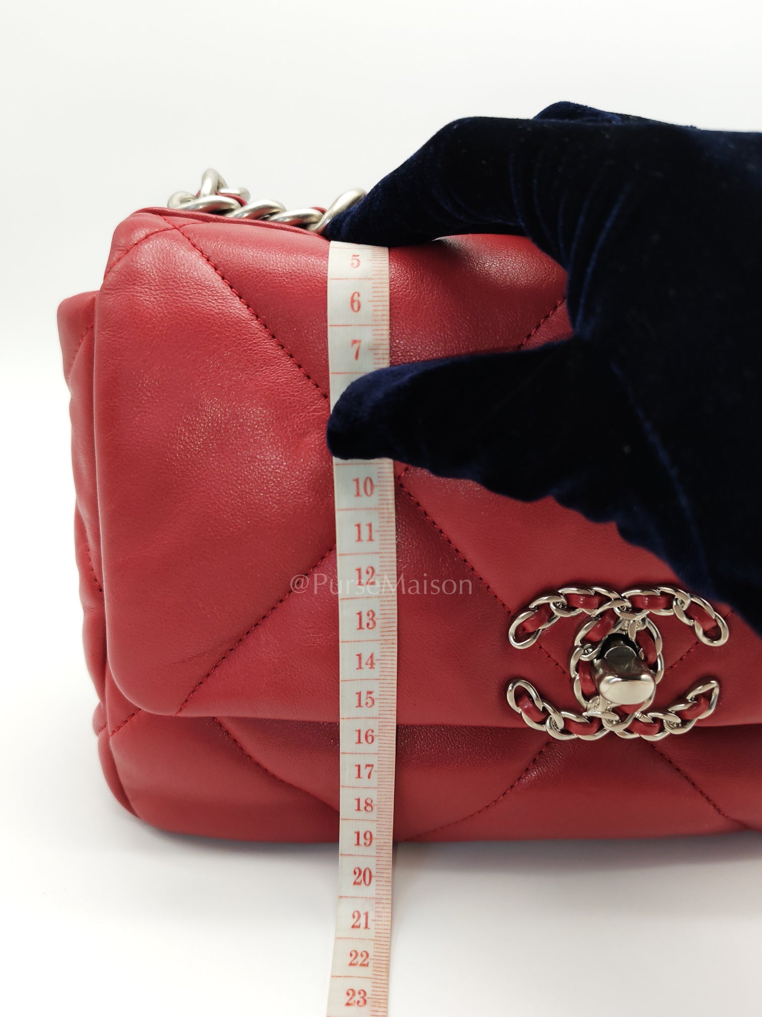19 Flap Bag in Dark Pink Lambskin Leather and Mix Hardware Microchip | Purse Maison Luxury Bags Shop