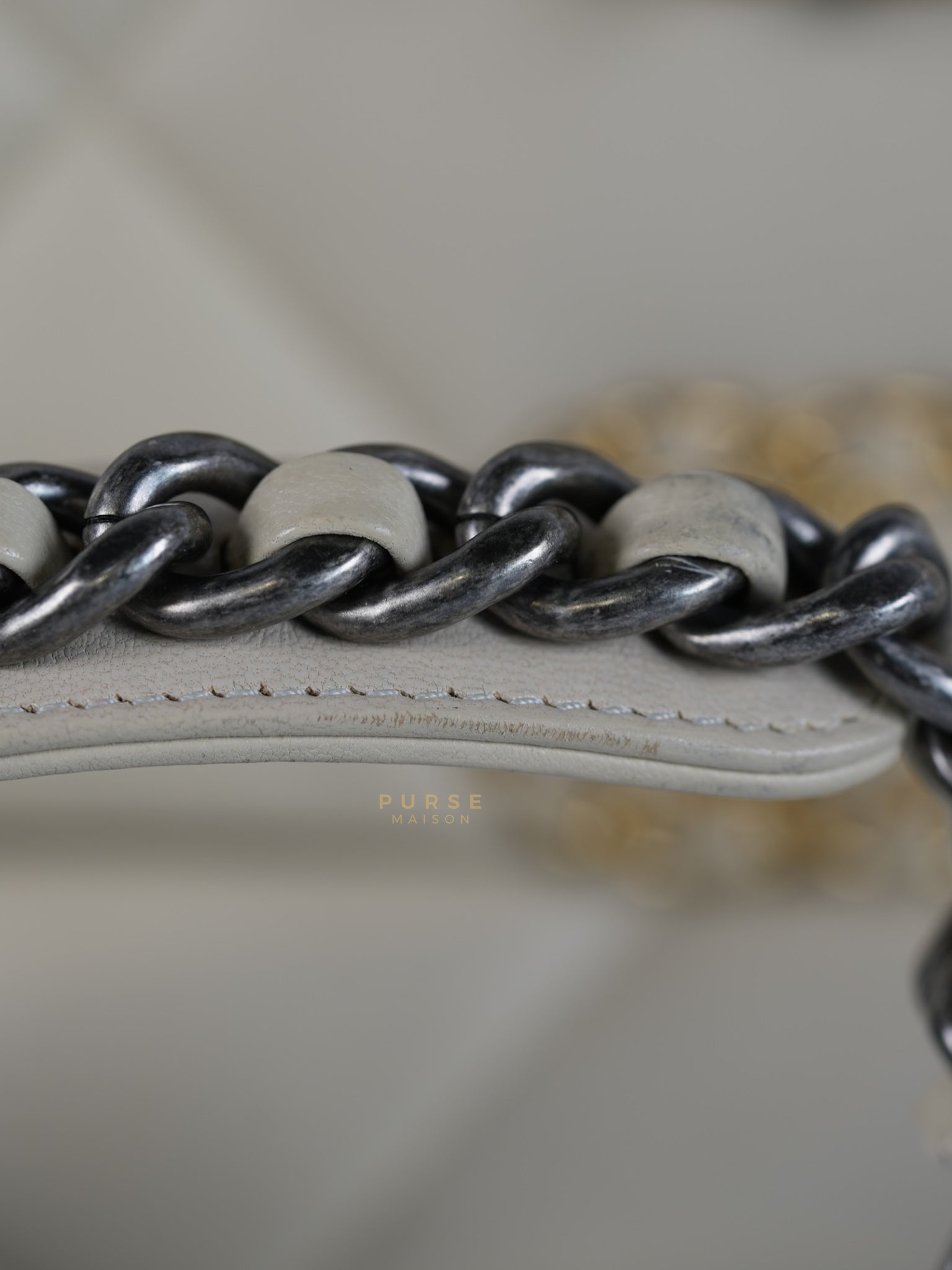 19 Flap Bag Medium in Beige Quilted Lambskin Leather Series 30 | Purse Maison Luxury Bags Shop