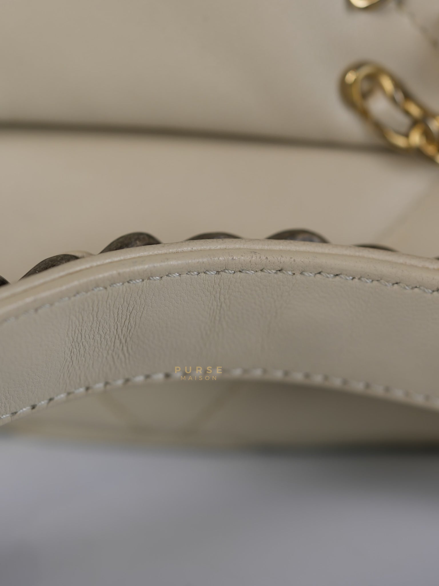 19 Flap Bag Medium in Beige Quilted Lambskin Leather Series 30 | Purse Maison Luxury Bags Shop