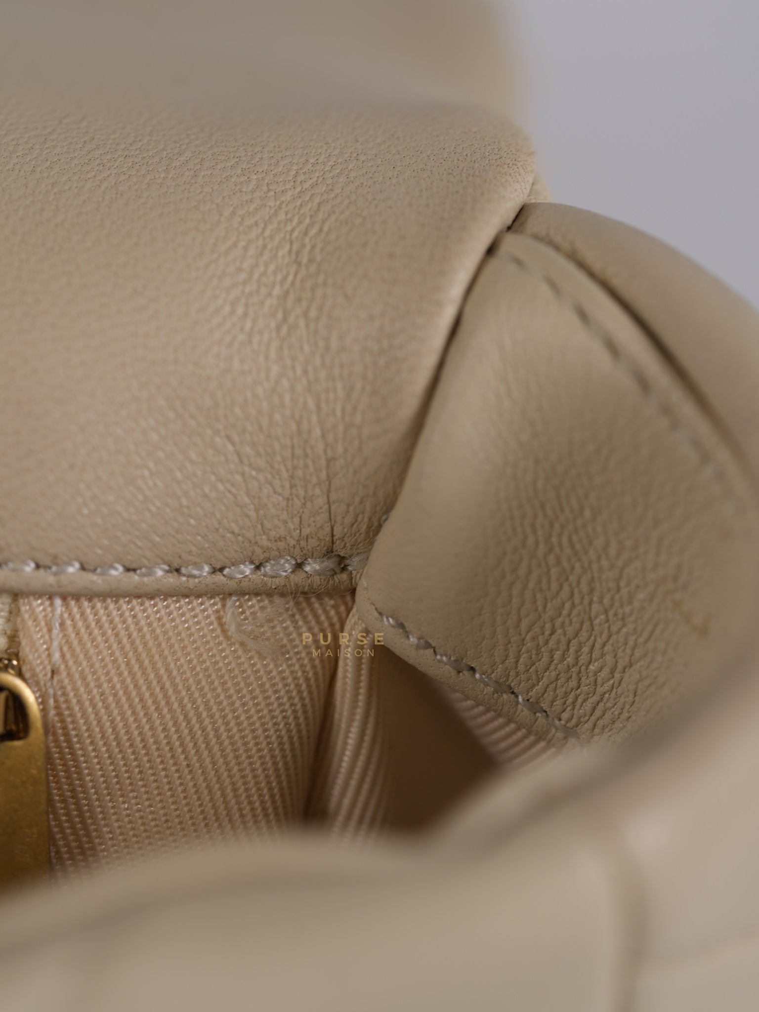 19 Flap Bag Medium in Beige Quilted Lambskin Leather Series 30 | Purse Maison Luxury Bags Shop