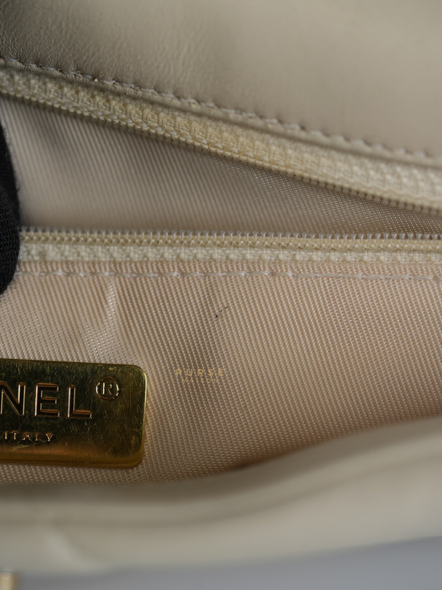 19 Flap Bag Medium in Beige Quilted Lambskin Leather Series 30 | Purse Maison Luxury Bags Shop