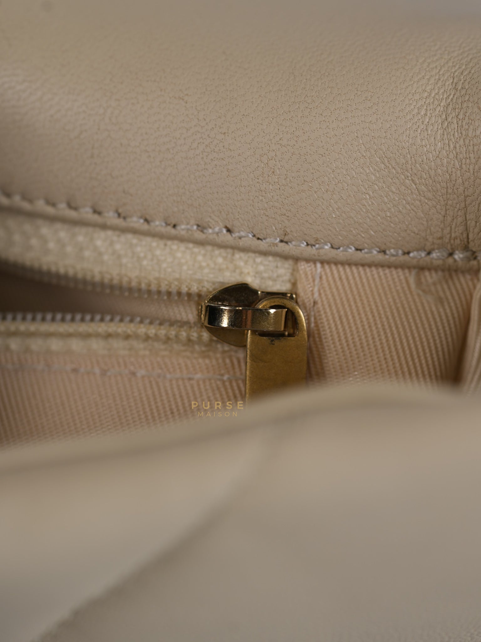 19 Flap Bag Medium in Beige Quilted Lambskin Leather Series 30 | Purse Maison Luxury Bags Shop