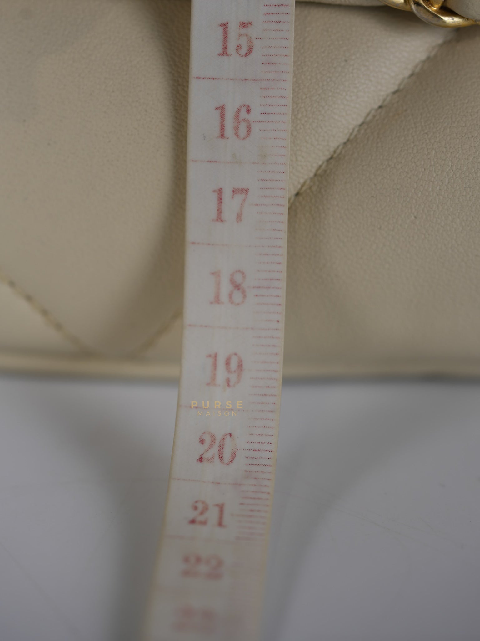 19 Flap Bag Medium in Beige Quilted Lambskin Leather Series 30 | Purse Maison Luxury Bags Shop