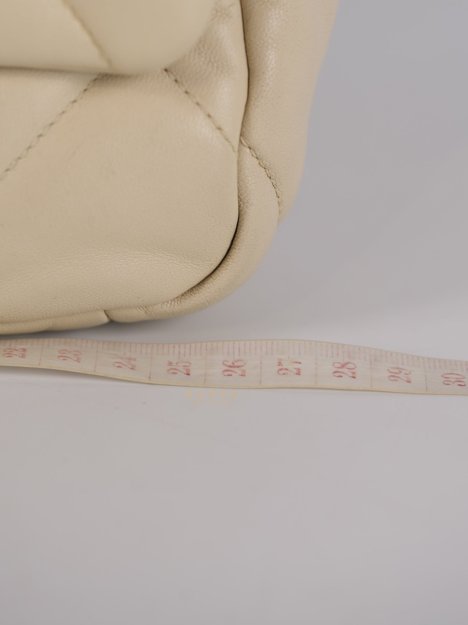 19 Flap Bag Medium in Beige Quilted Lambskin Leather Series 30 | Purse Maison Luxury Bags Shop