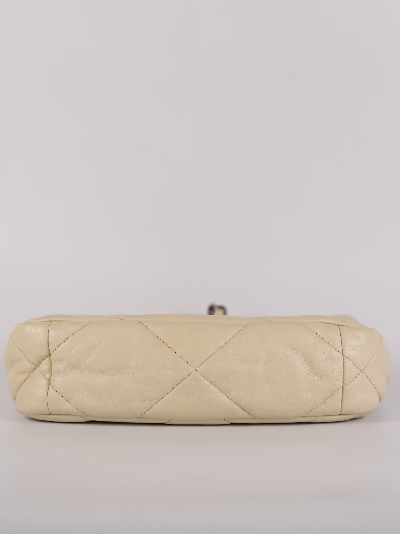 19 Flap Bag Medium in Beige Quilted Lambskin Leather Series 30 | Purse Maison Luxury Bags Shop