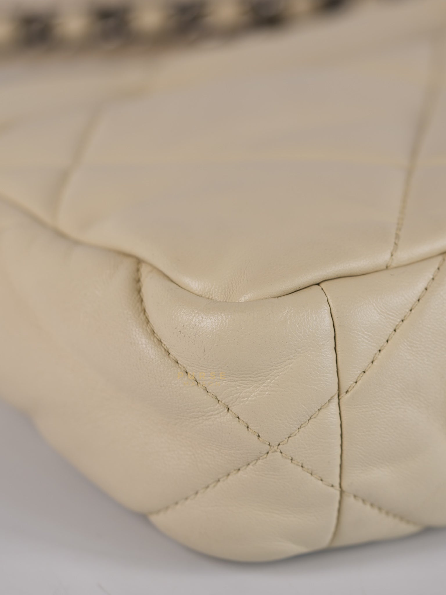 19 Flap Bag Medium in Beige Quilted Lambskin Leather Series 30 | Purse Maison Luxury Bags Shop