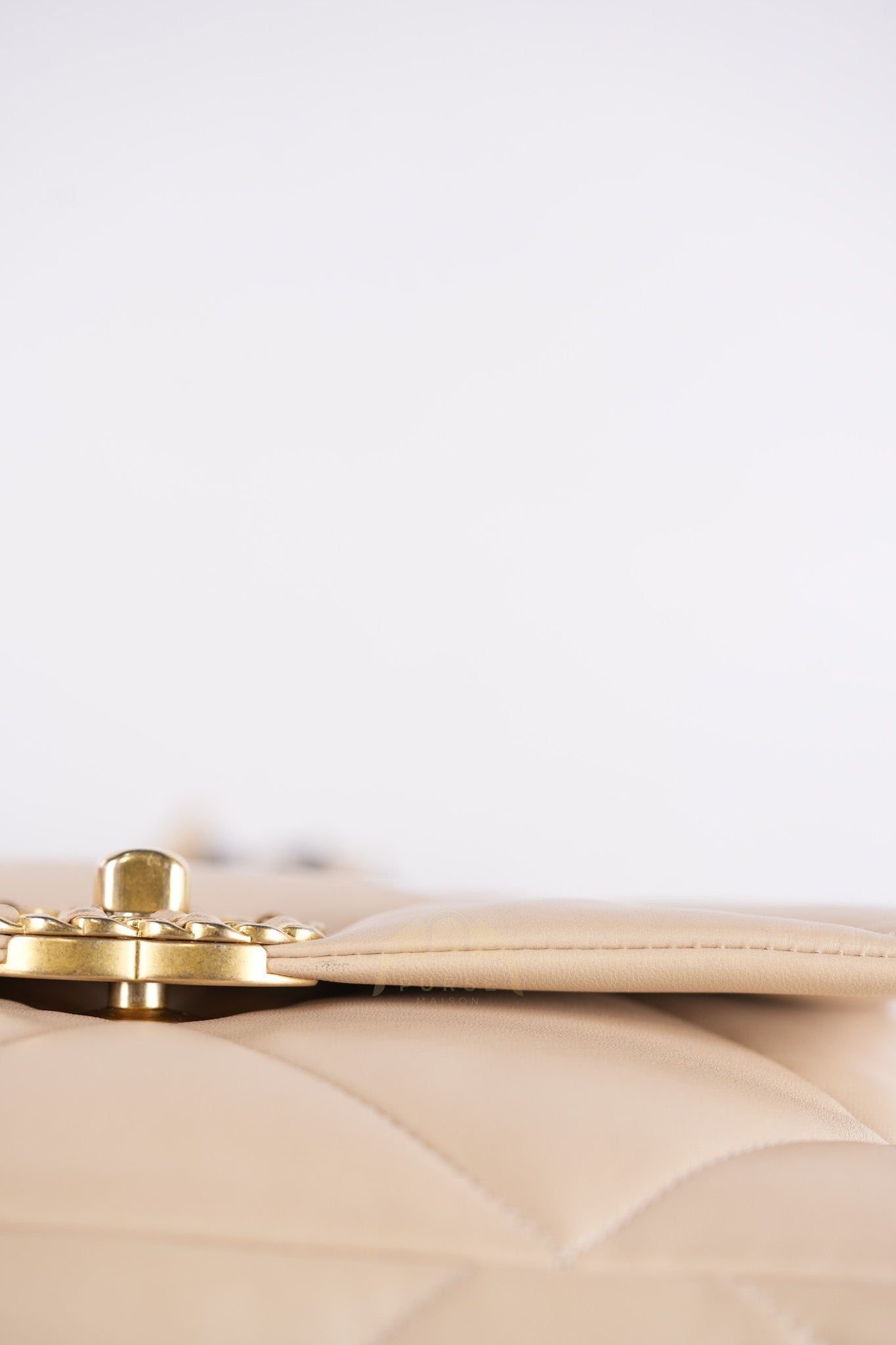 19 Medium in Beige Lambskin Leather & Mixed Hardware Microchip | Purse Maison Luxury Bags Shop