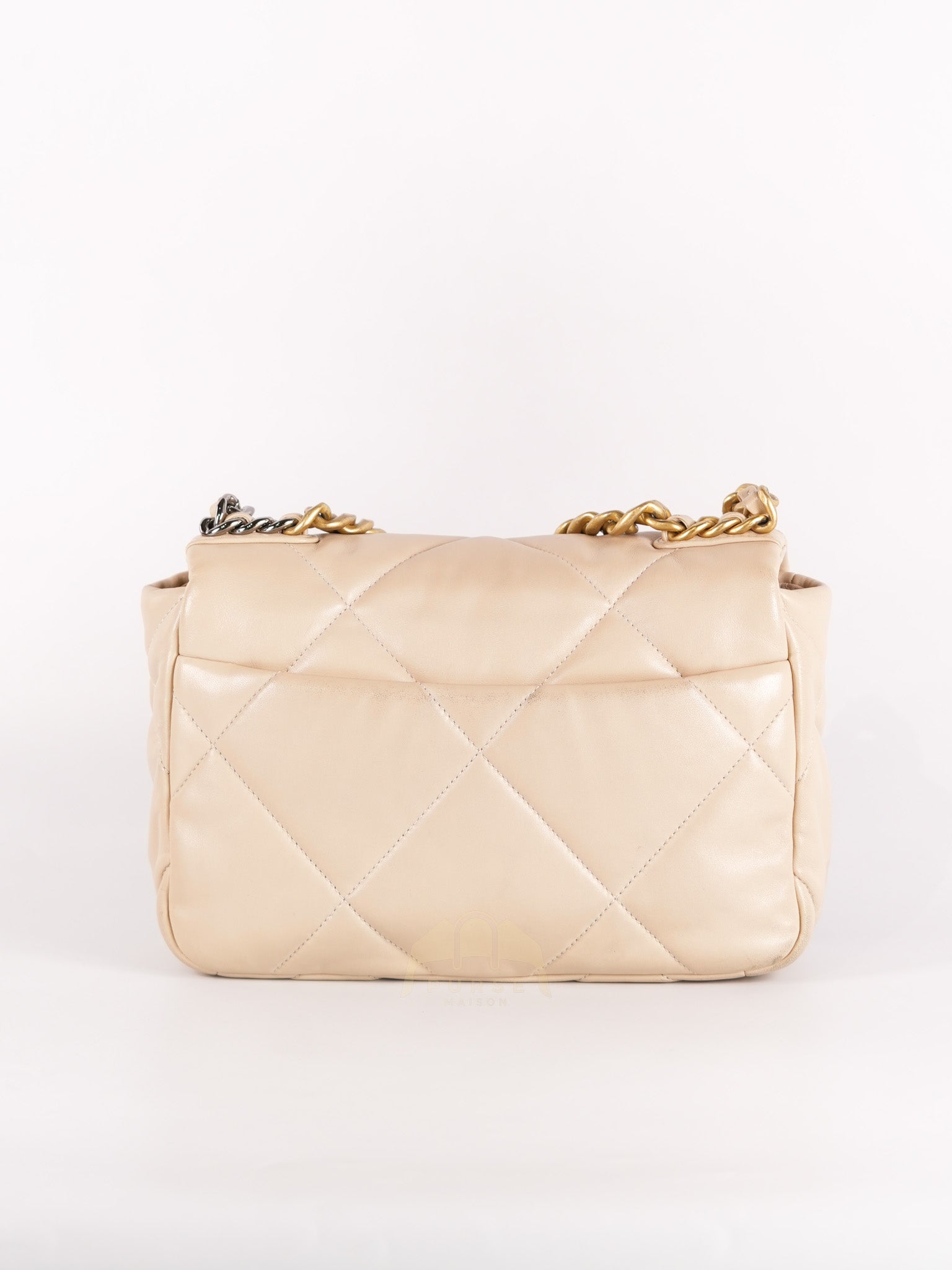 19 Medium in Beige Lambskin Leather & Mixed Hardware Microchip | Purse Maison Luxury Bags Shop