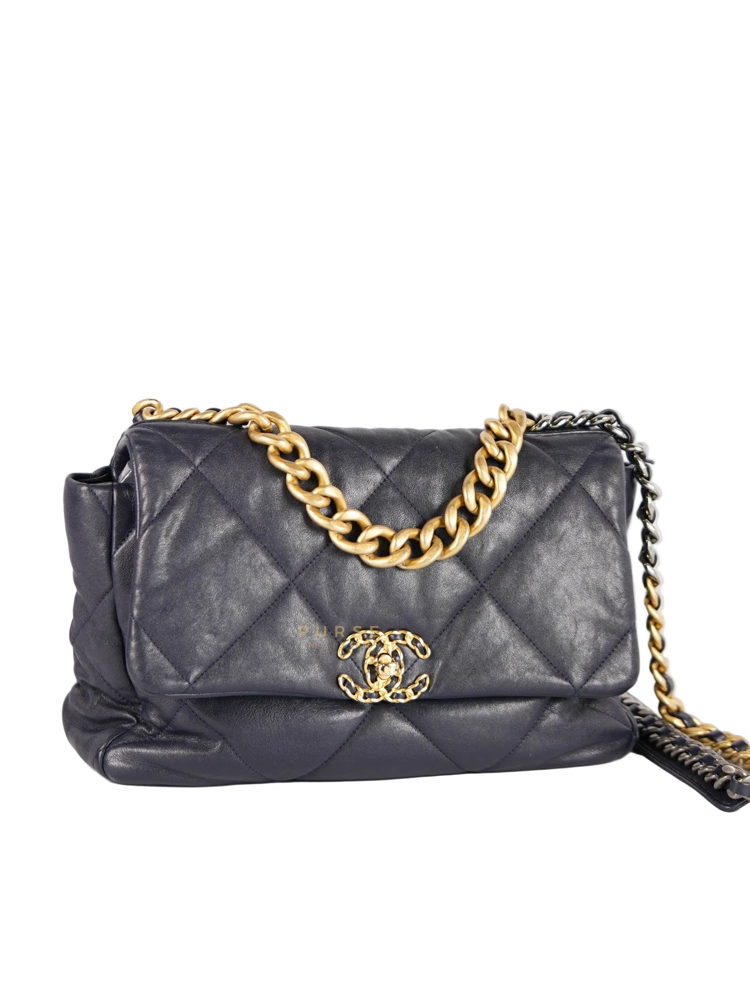 C19 Medium in Navy Blue Lambskin Leather & Mixed Hardware (Series 29) | Purse Maison Luxury Bags Shop