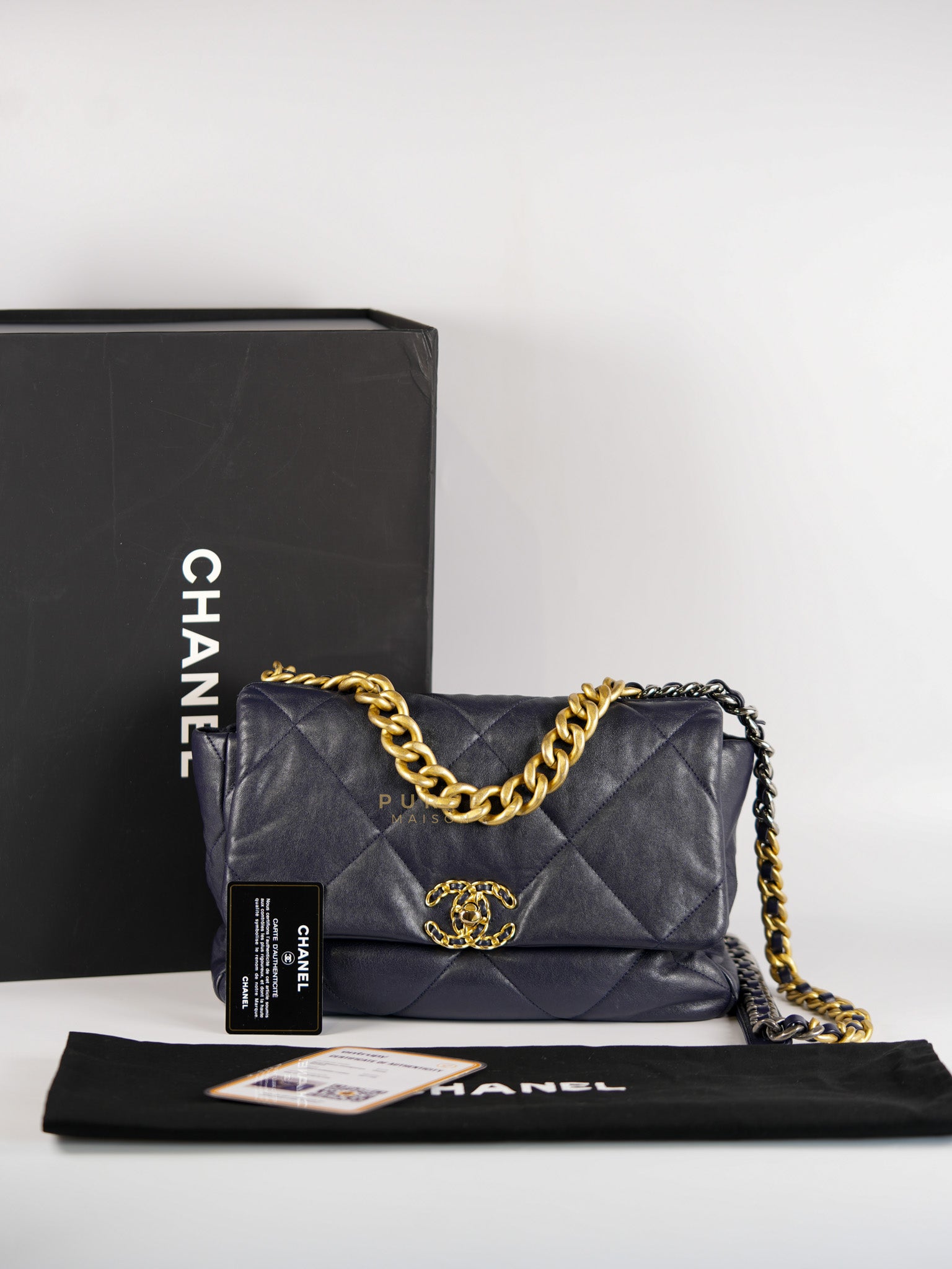 C19 Medium in Navy Blue Lambskin Leather & Mixed Hardware (Series 29) | Purse Maison Luxury Bags Shop