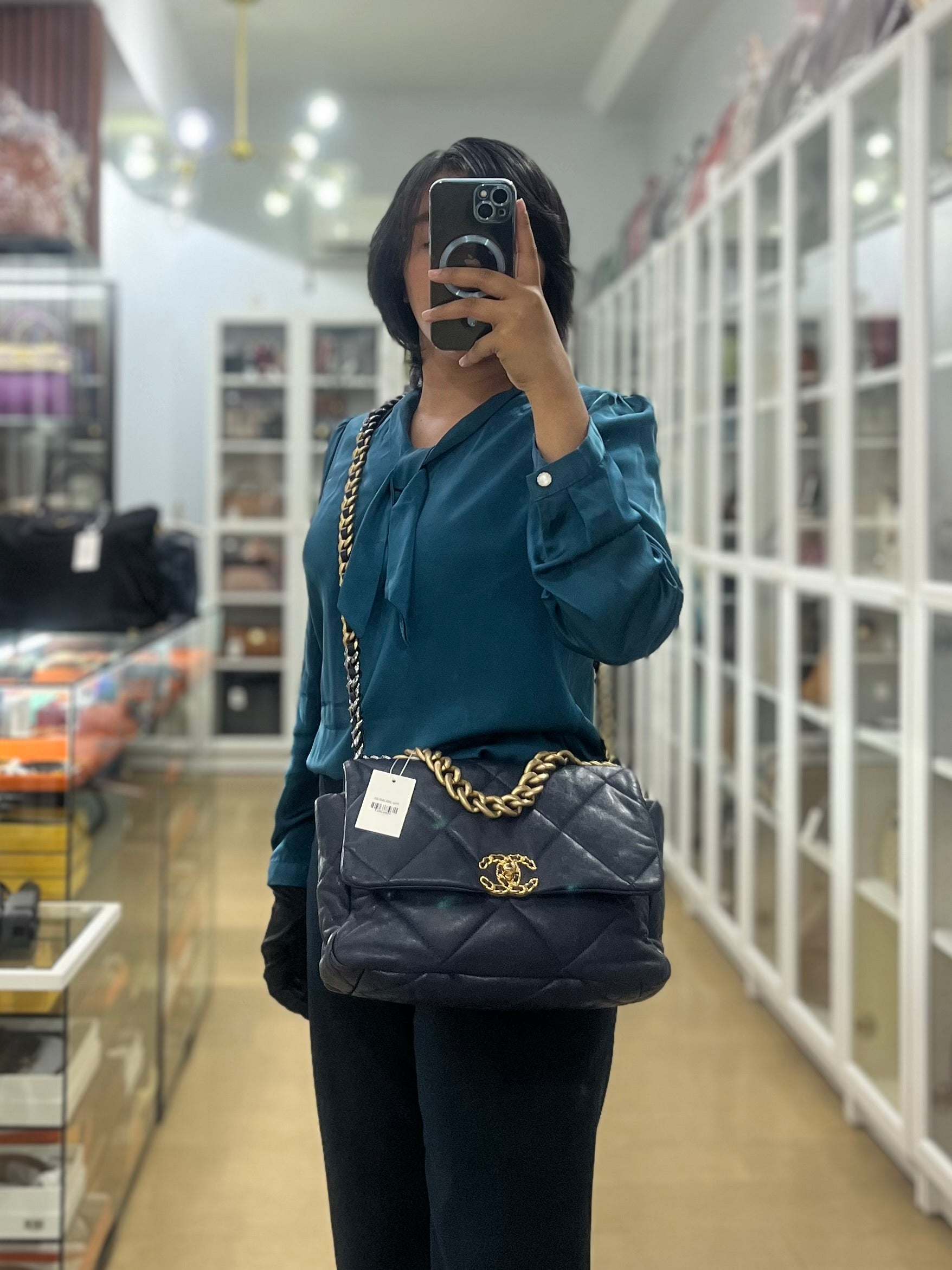 C19 Medium in Navy Blue Lambskin Leather & Mixed Hardware (Series 29) | Purse Maison Luxury Bags Shop