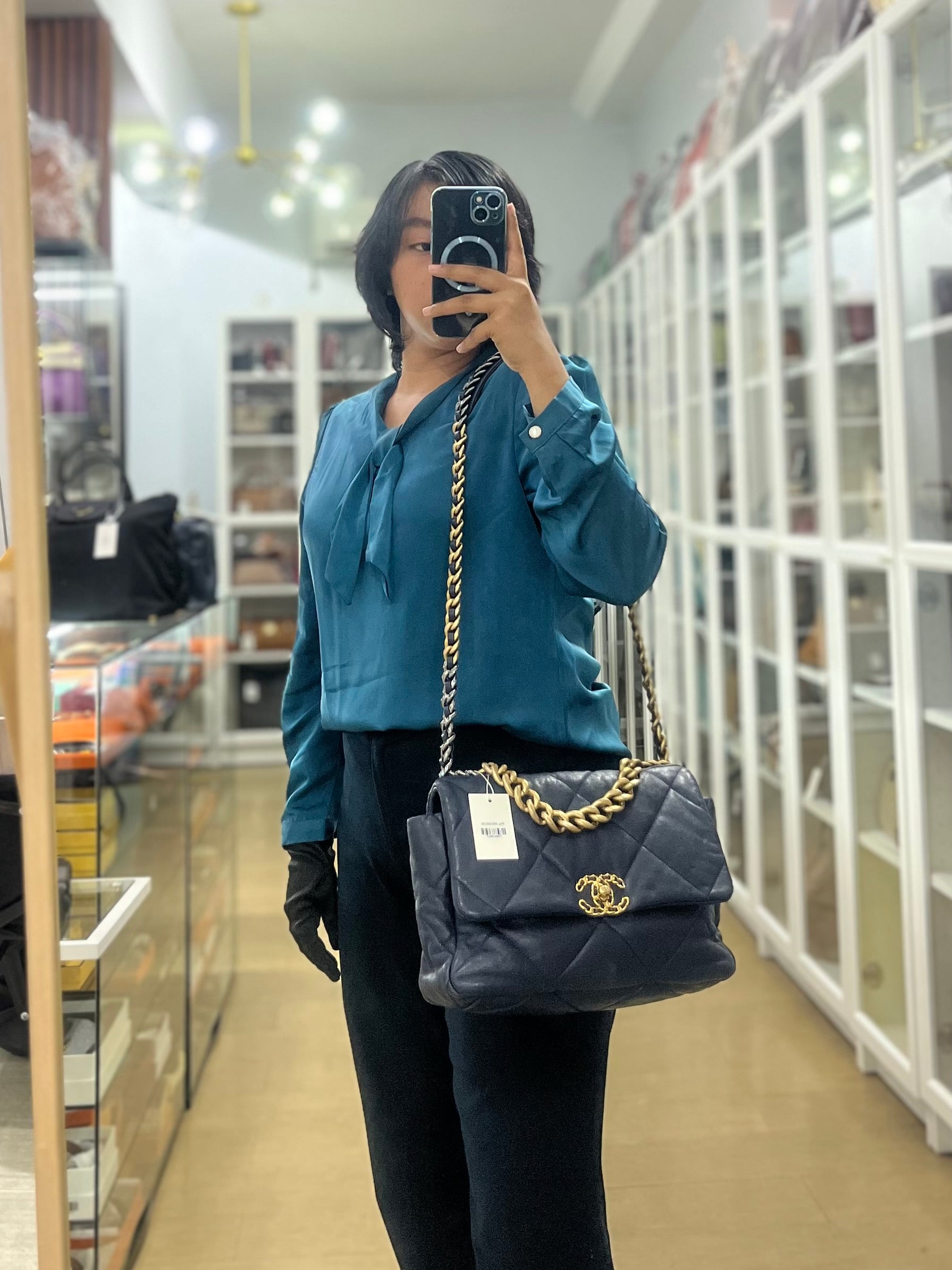 C19 Medium in Navy Blue Lambskin Leather & Mixed Hardware (Series 29) | Purse Maison Luxury Bags Shop