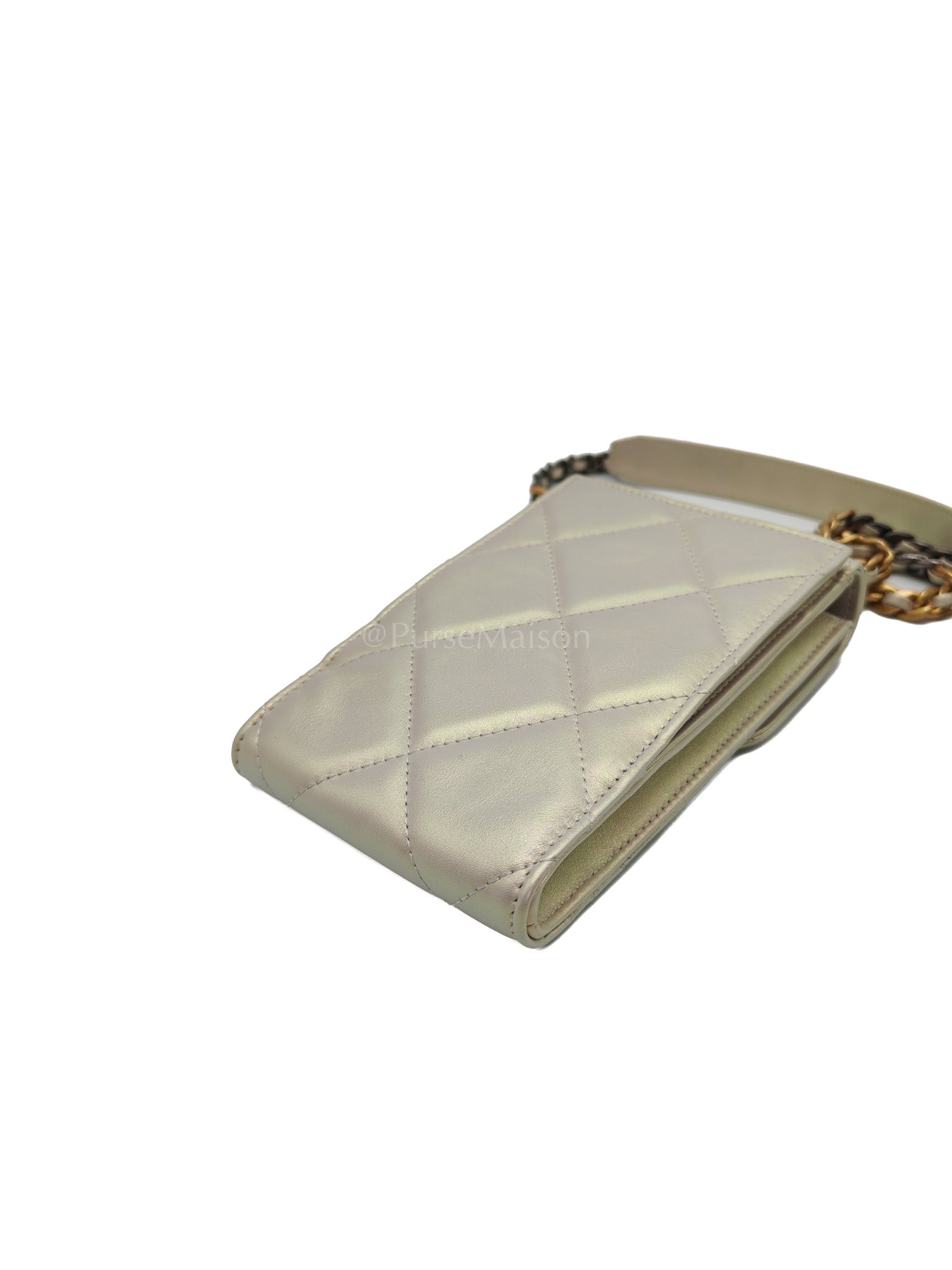 19 Phone Holder Quilted Iridescent Lambskin Leather in Mix Hardware (Series 31) | Purse Maison Luxury Bags Shop
