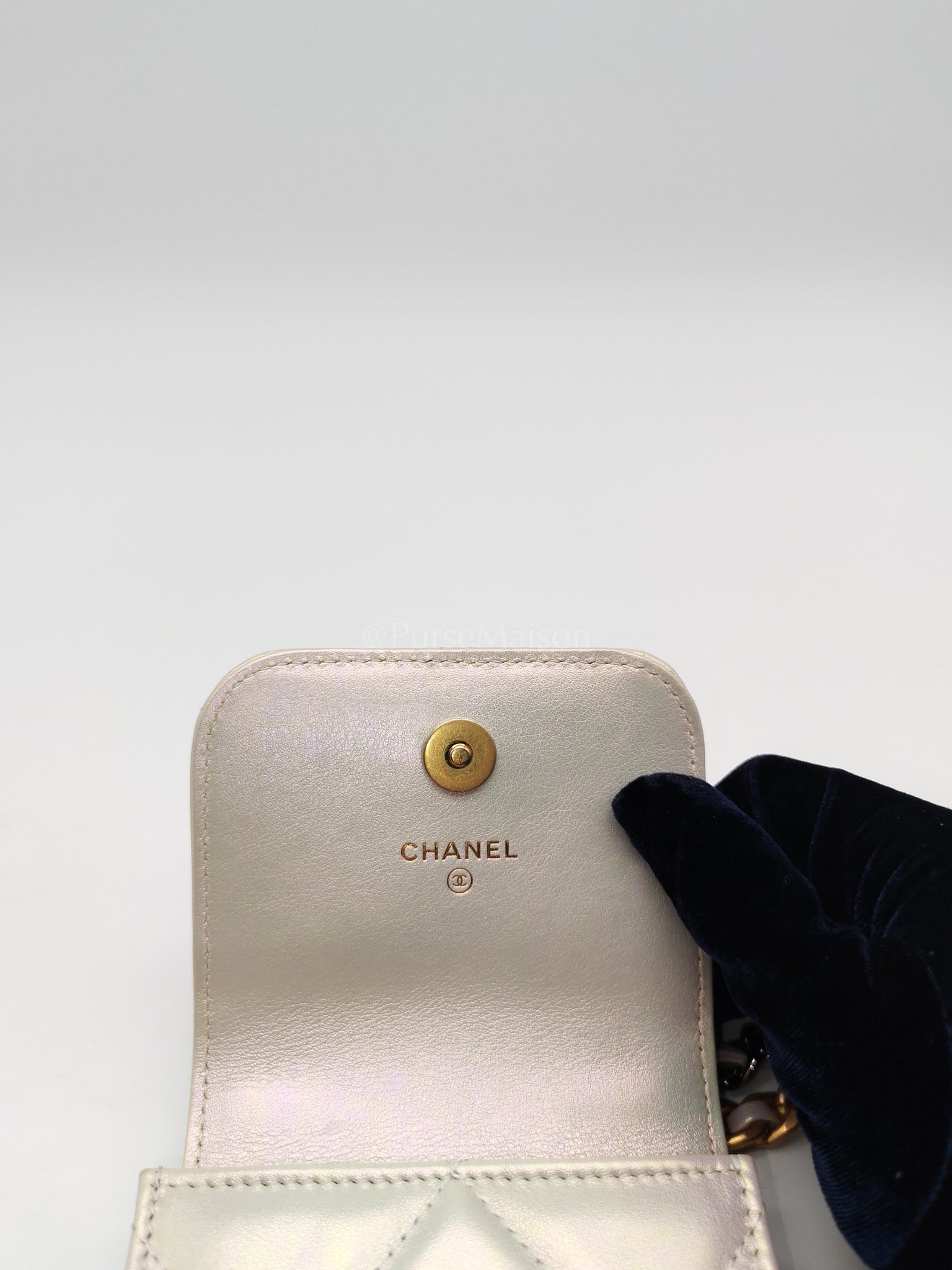 19 Phone Holder Quilted Iridescent Lambskin Leather in Mix Hardware (Series 31) | Purse Maison Luxury Bags Shop