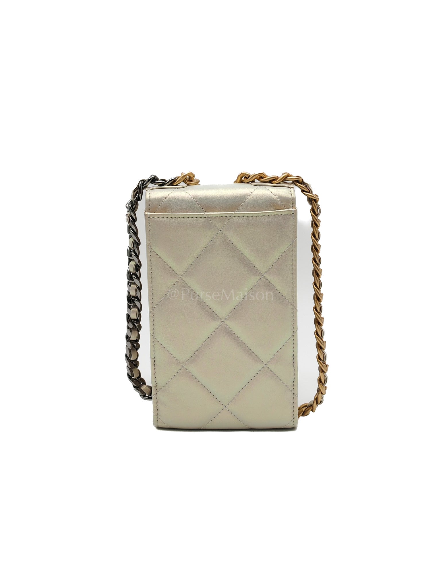 19 Phone Holder Quilted Iridescent Lambskin Leather in Mix Hardware (Series 31) | Purse Maison Luxury Bags Shop