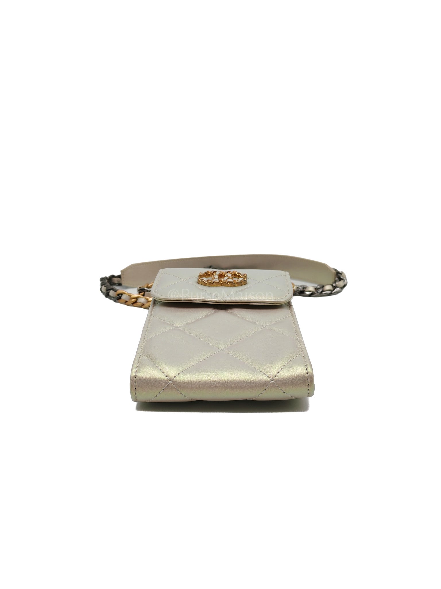 19 Phone Holder Quilted Iridescent Lambskin Leather in Mix Hardware (Series 31) | Purse Maison Luxury Bags Shop