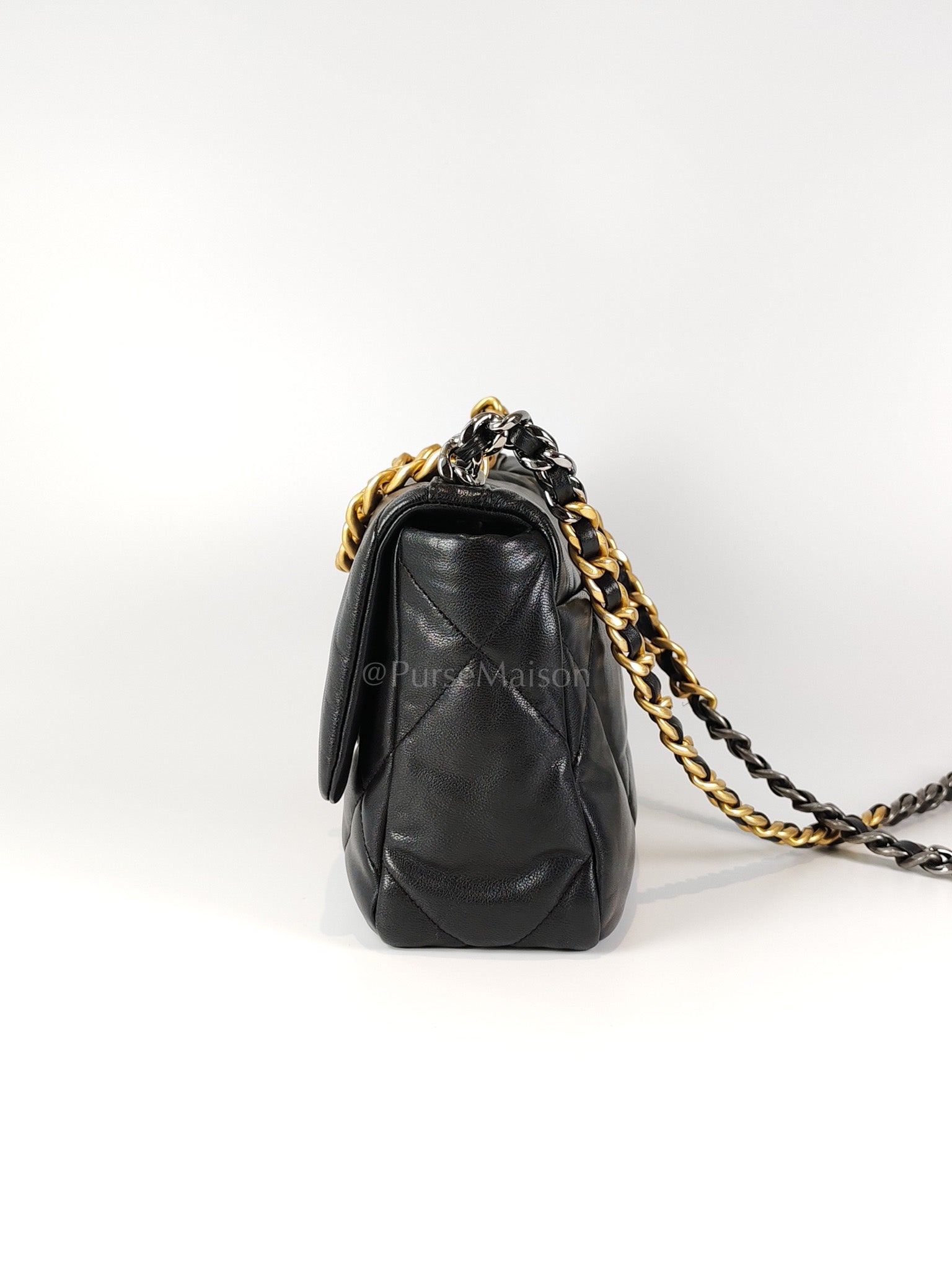 19 Small Black in Goatskin Leather and Mixed Hardware Series 30 | Purse Maison Luxury Bags Shop