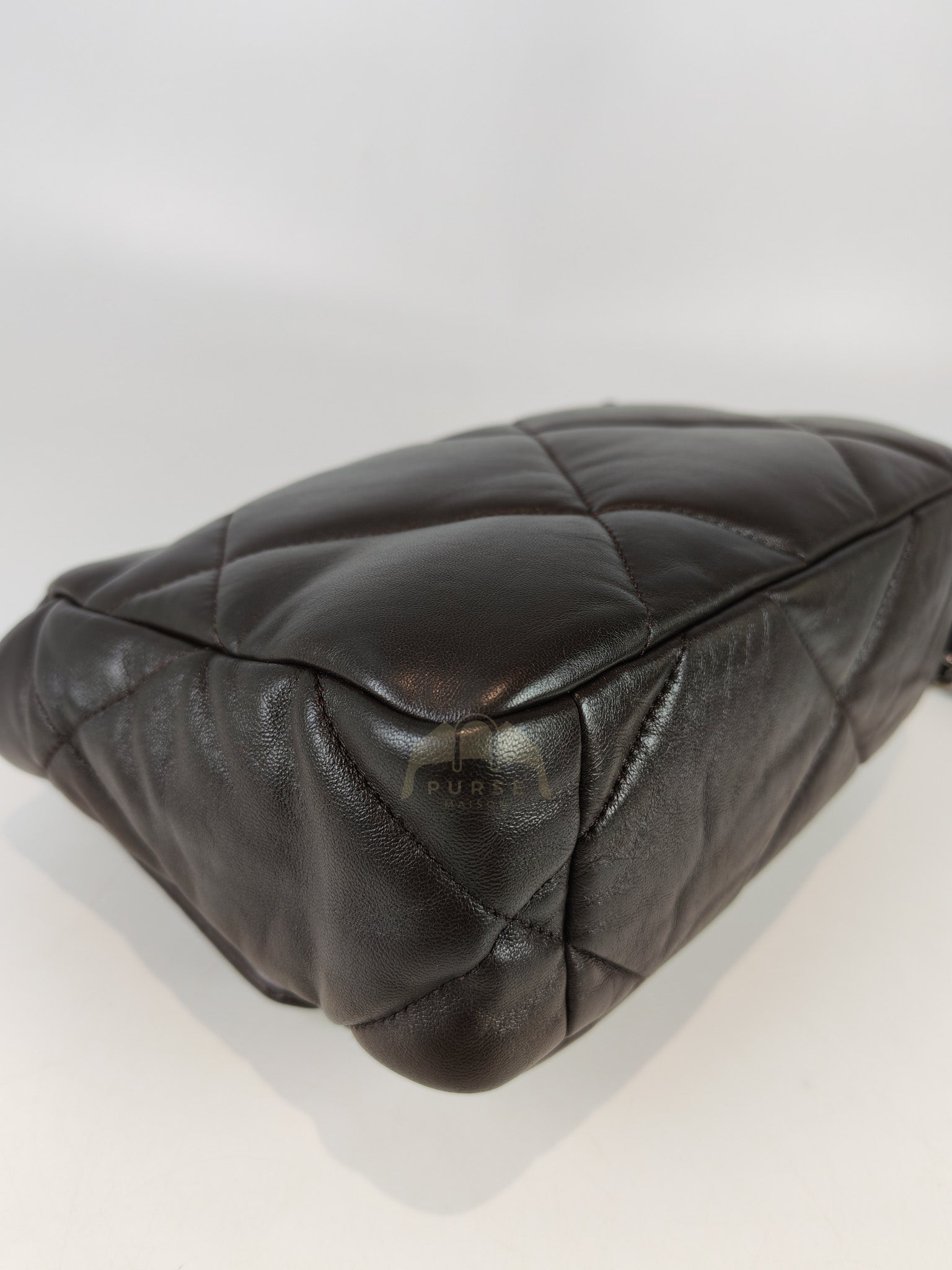 19 Small Flap Bag in Burgundy Brown Lambskin Leather & Mixed Hardware Microchip | Purse Maison Luxury Bags Shop