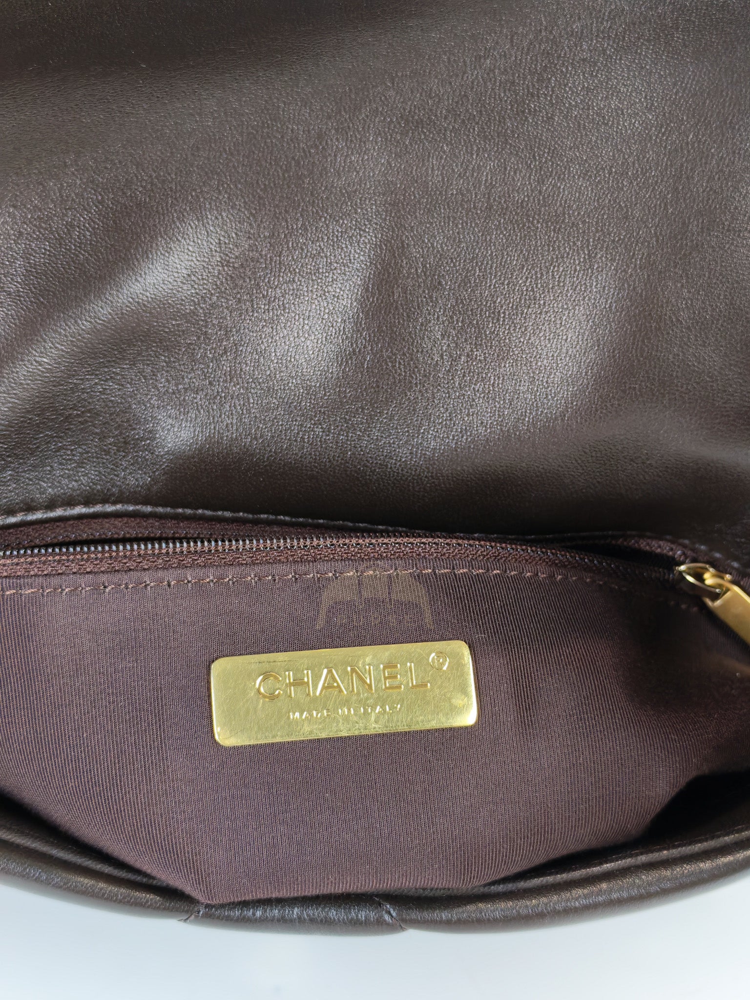 19 Small Flap Bag in Burgundy Brown Lambskin Leather & Mixed Hardware Microchip | Purse Maison Luxury Bags Shop