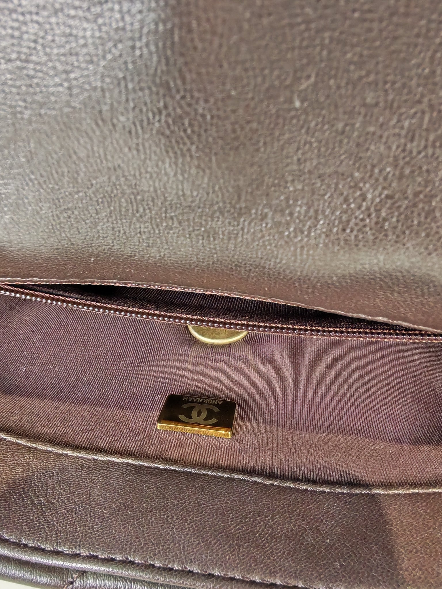 19 Small Flap Bag in Burgundy Brown Lambskin Leather & Mixed Hardware Microchip | Purse Maison Luxury Bags Shop