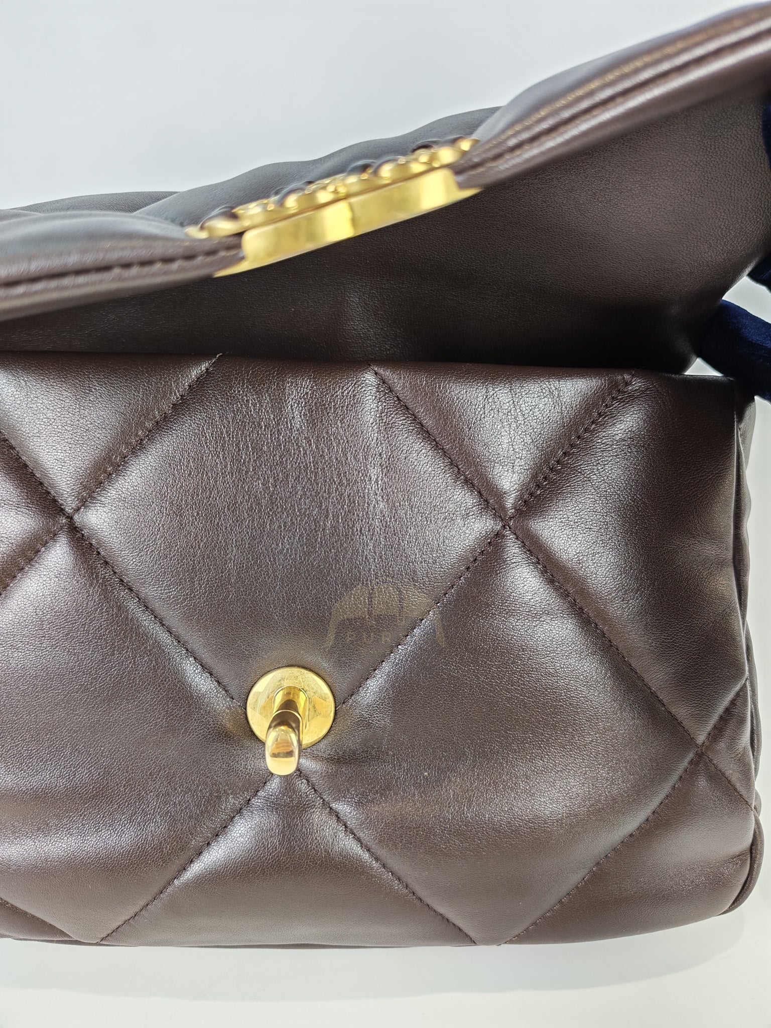 19 Small Flap Bag in Burgundy Brown Lambskin Leather & Mixed Hardware Microchip | Purse Maison Luxury Bags Shop