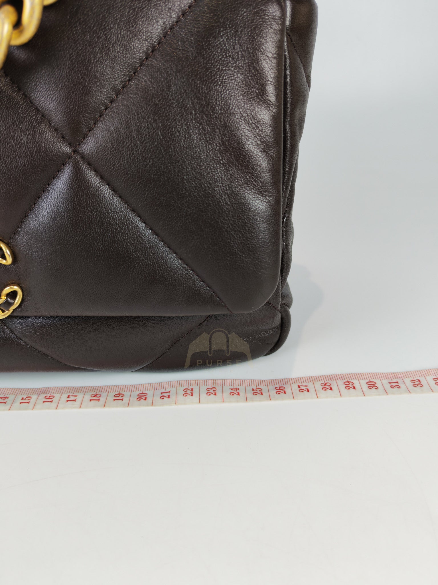 19 Small Flap Bag in Burgundy Brown Lambskin Leather & Mixed Hardware Microchip | Purse Maison Luxury Bags Shop