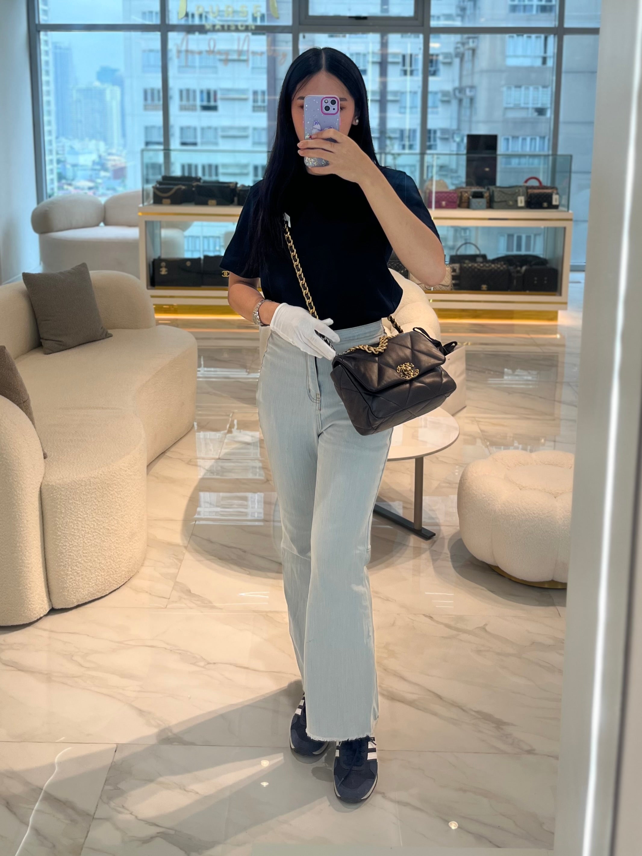 19 Small Flap Bag in Burgundy Brown Lambskin Leather & Mixed Hardware Microchip | Purse Maison Luxury Bags Shop