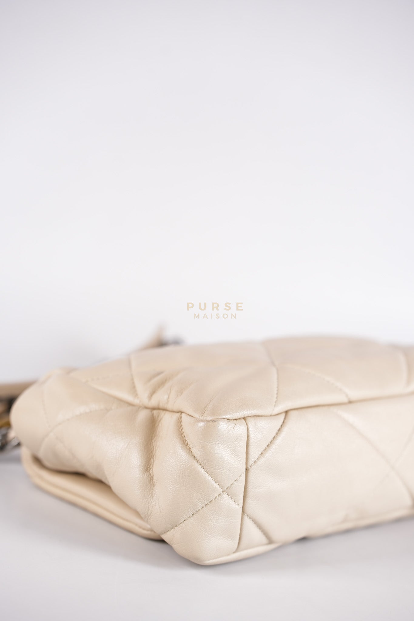 19 Small in Beige Goatskin Leather and Mixed Hardware Series 30 | Purse Maison Luxury Bags Shop