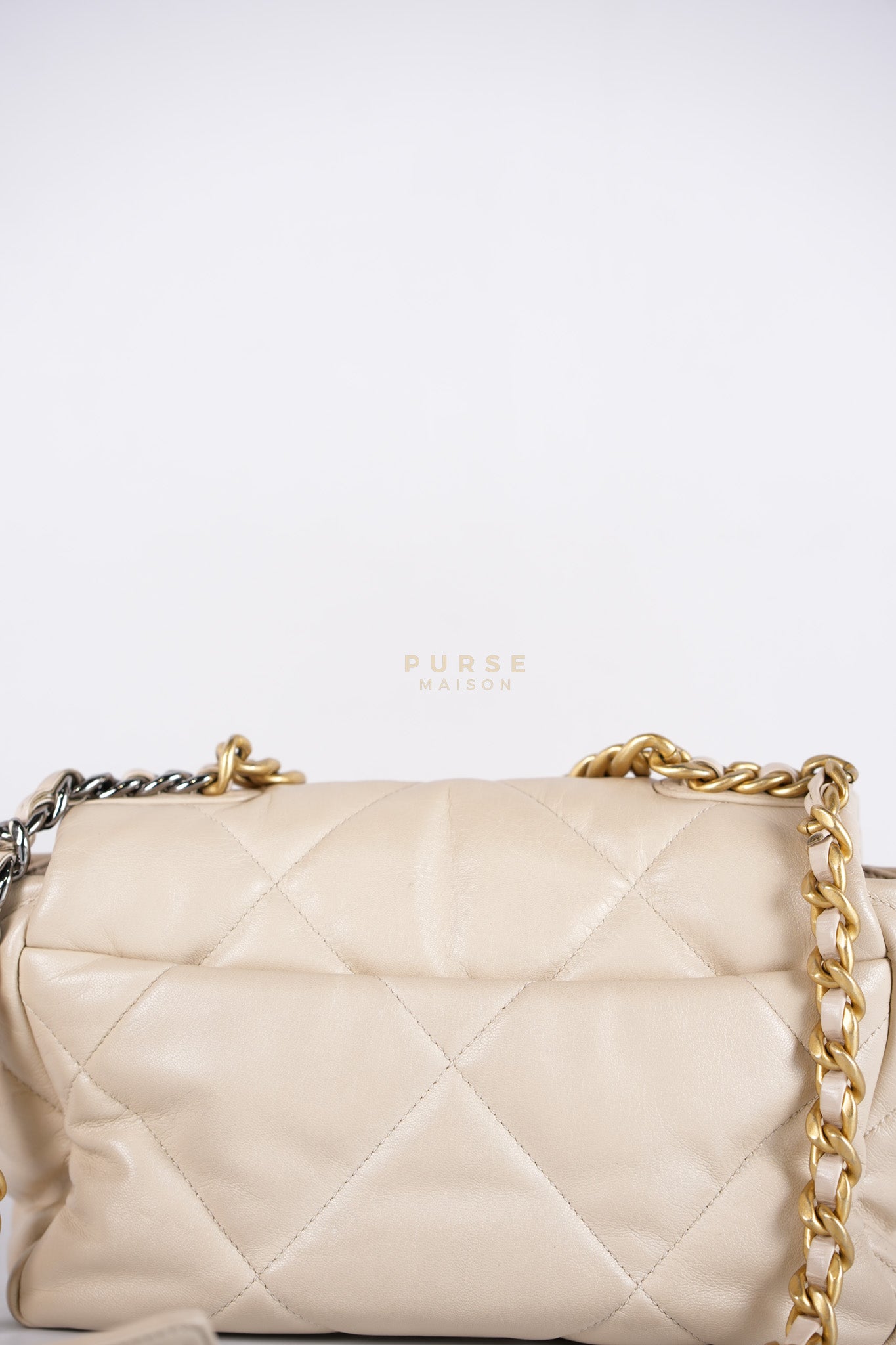 19 Small in Beige Goatskin Leather and Mixed Hardware Series 30 | Purse Maison Luxury Bags Shop
