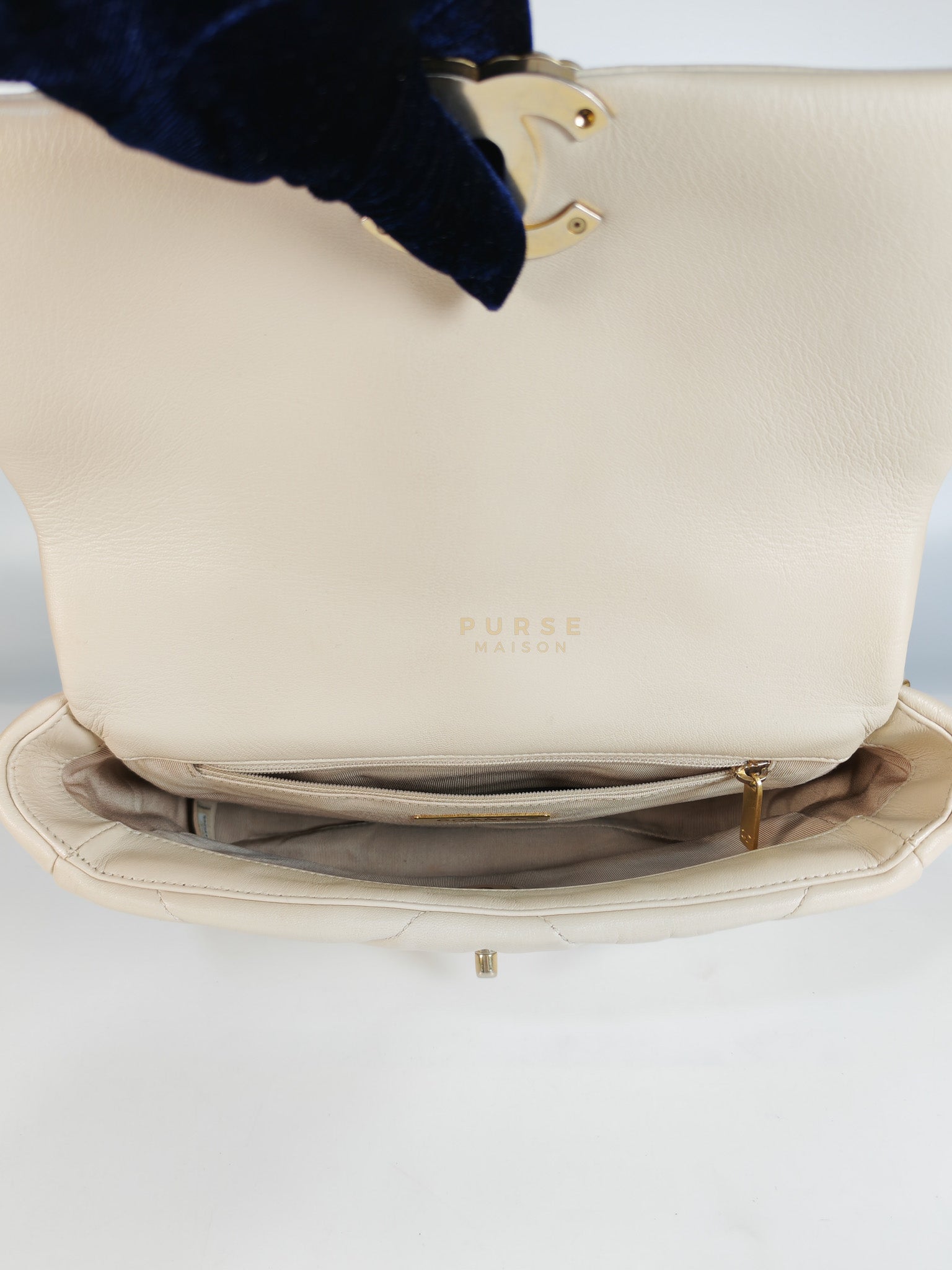 19 Small in Beige Goatskin Leather and Mixed Hardware Series 30 | Purse Maison Luxury Bags Shop