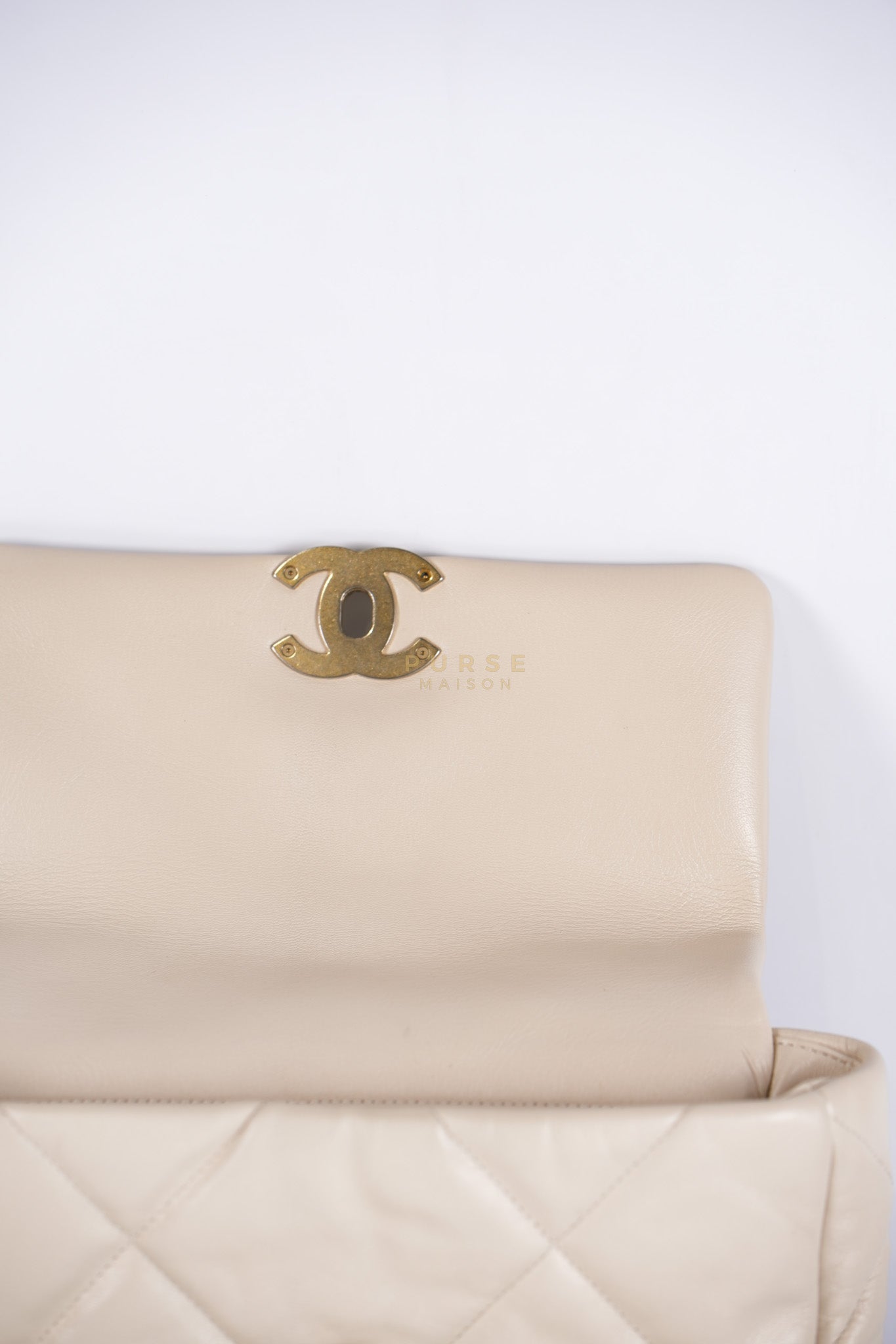 19 Small in Beige Goatskin Leather and Mixed Hardware Series 30 | Purse Maison Luxury Bags Shop