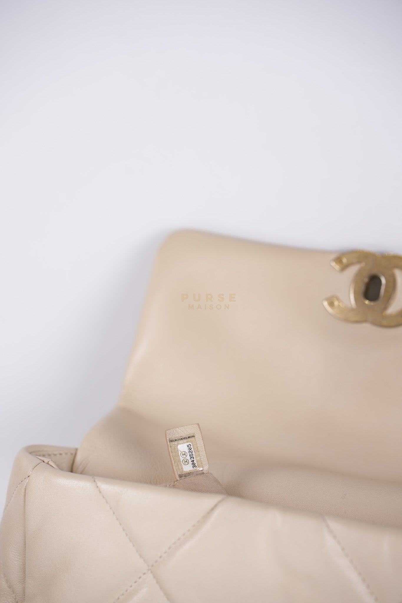 19 Small in Beige Goatskin Leather and Mixed Hardware Series 30 | Purse Maison Luxury Bags Shop