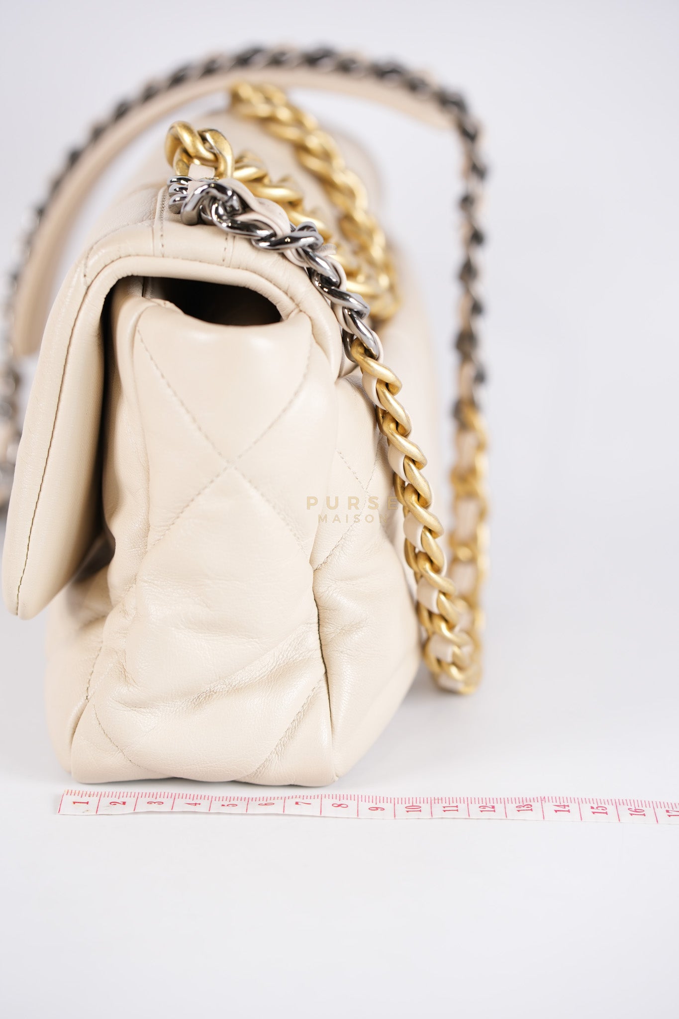 19 Small in Beige Goatskin Leather and Mixed Hardware Series 30 | Purse Maison Luxury Bags Shop