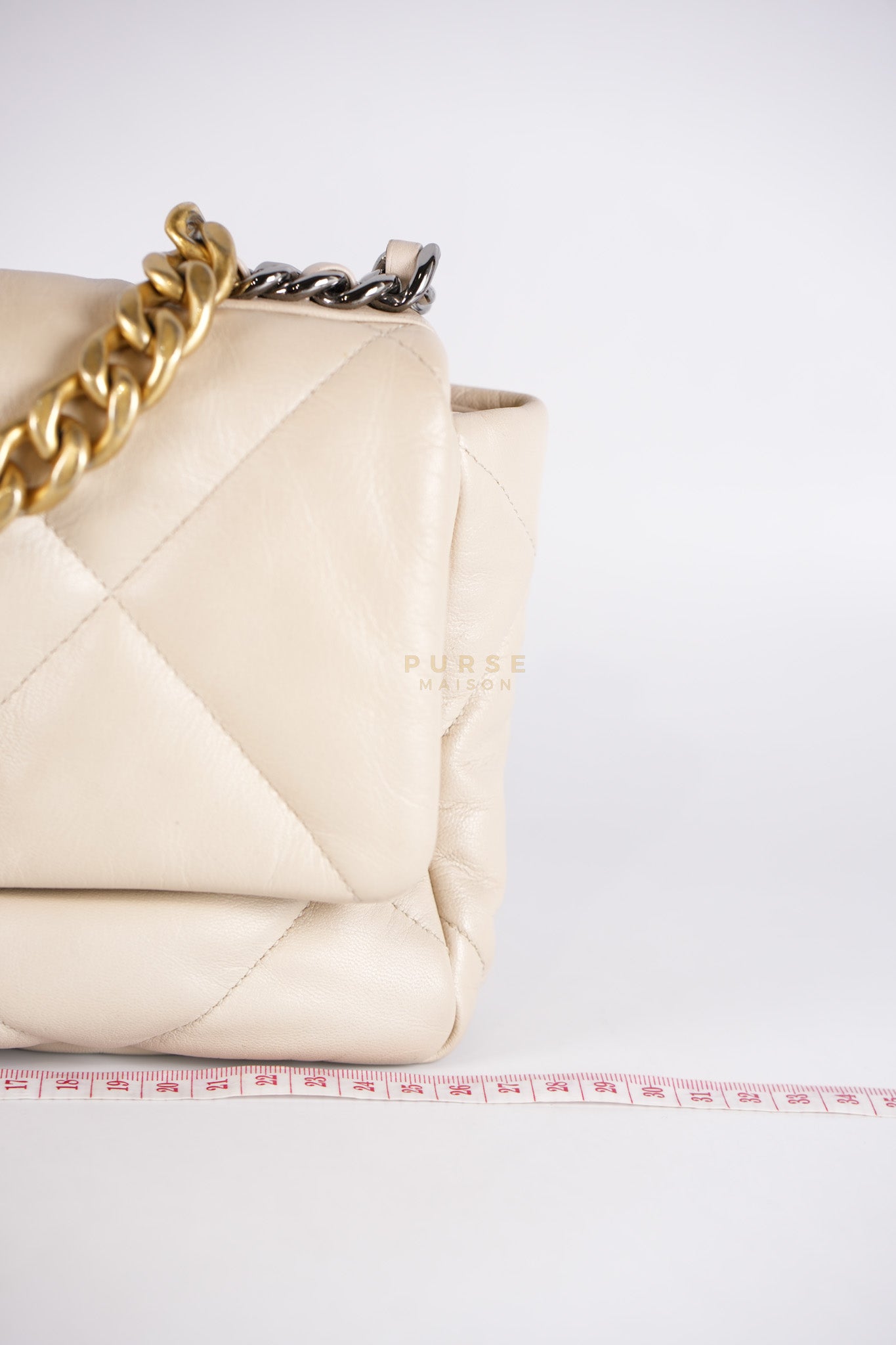 19 Small in Beige Goatskin Leather and Mixed Hardware Series 30 | Purse Maison Luxury Bags Shop