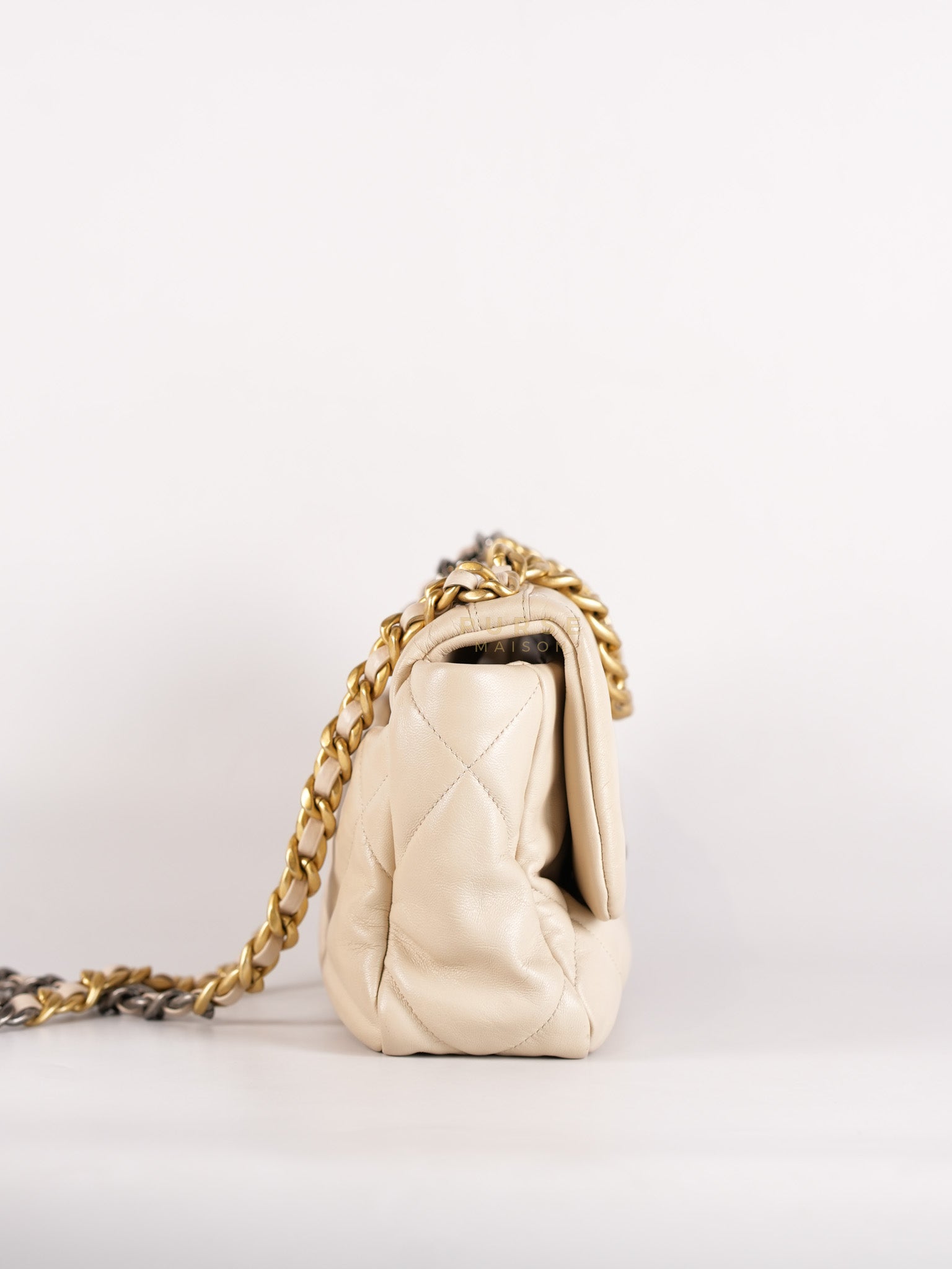 19 Small in Beige Goatskin Leather and Mixed Hardware Series 30 | Purse Maison Luxury Bags Shop