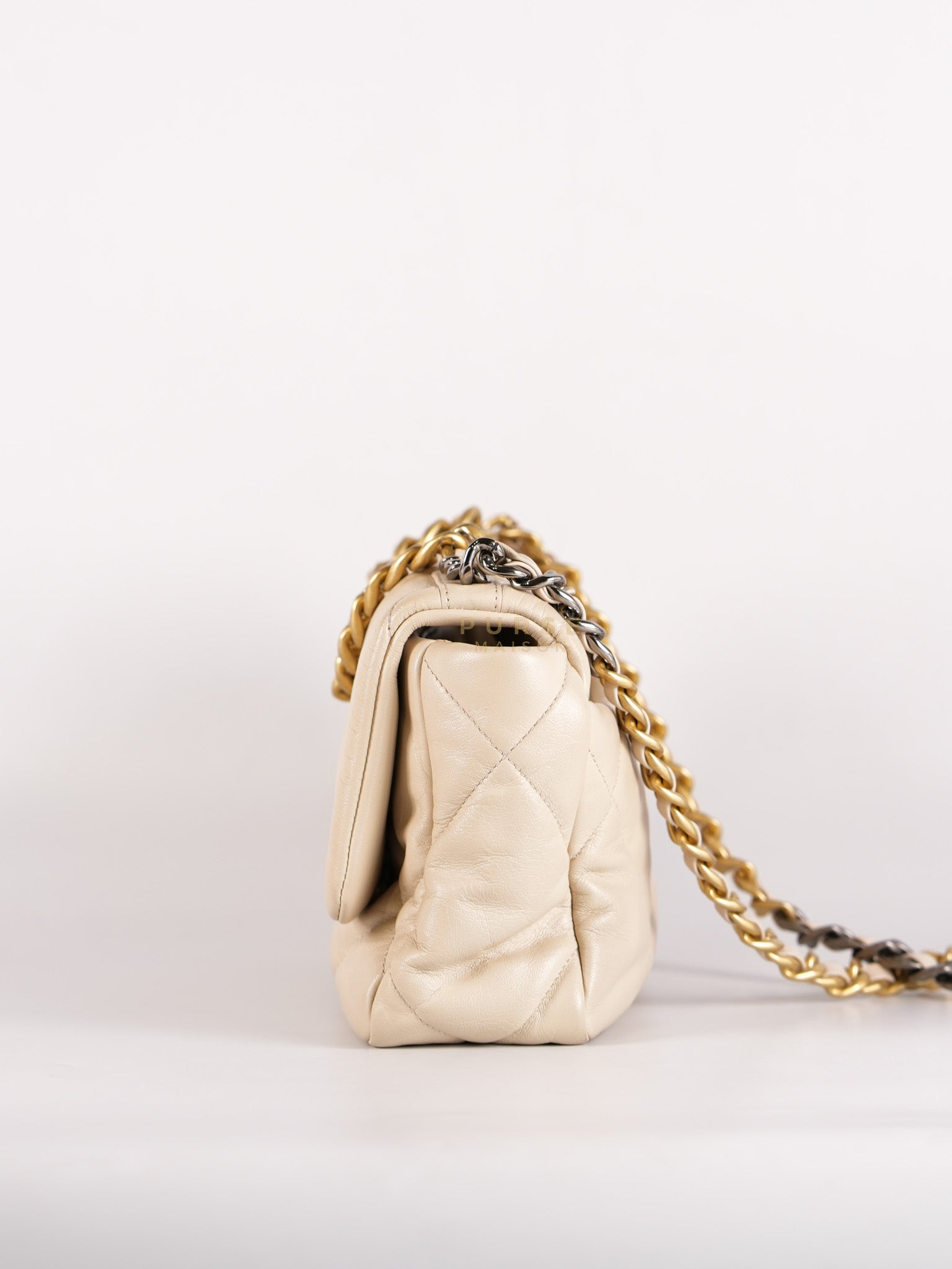 19 Small in Beige Goatskin Leather and Mixed Hardware Series 30 | Purse Maison Luxury Bags Shop