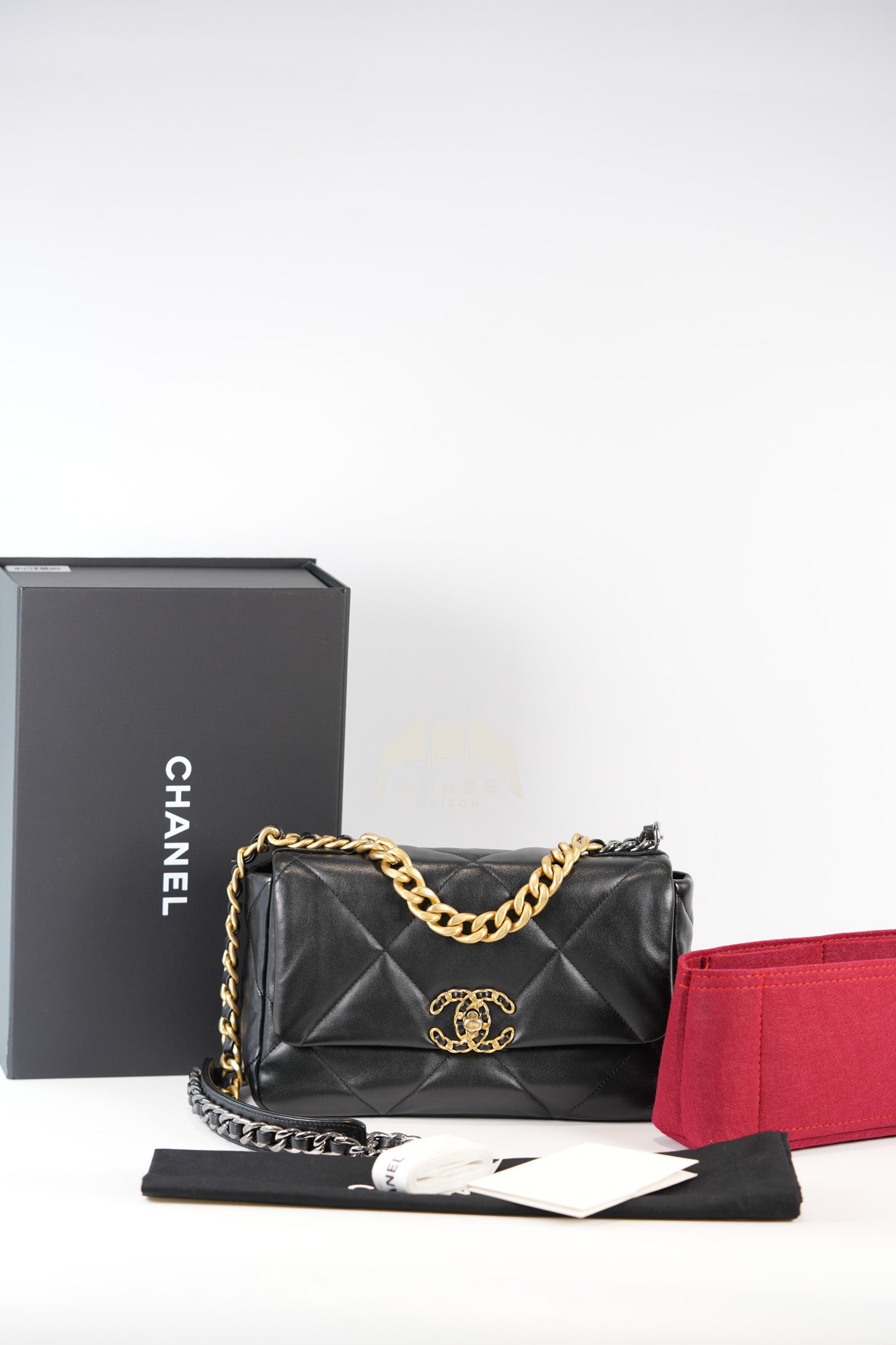 19 Small in Black Lambskin Leather & Mix Hardware Microchip | Purse Maison Luxury Bags Shop