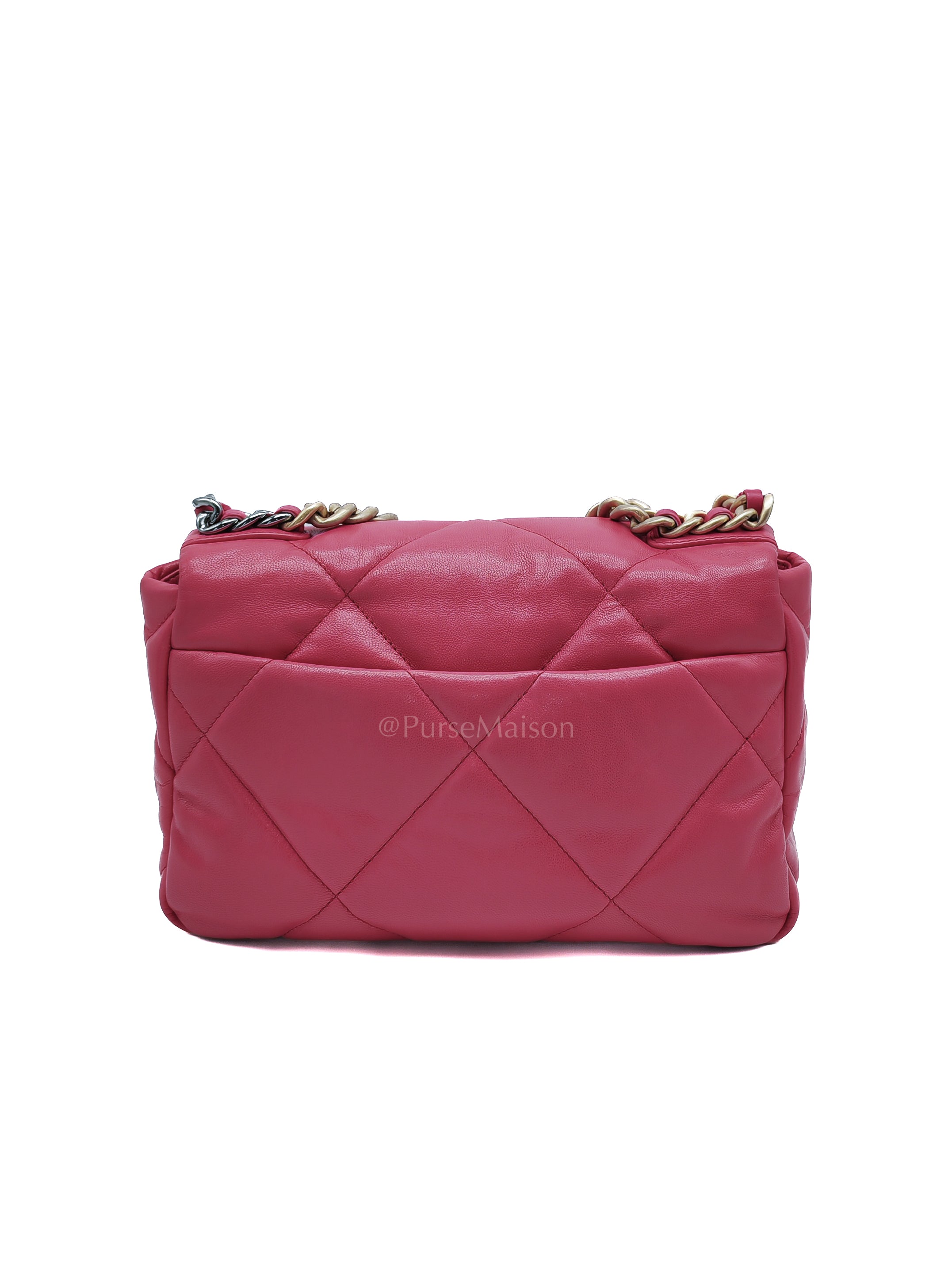 19 Small in Dark Pink Quilted Goatskin Leather Mixed Hardware Series 30 | Purse Maison Luxury Bags Shop