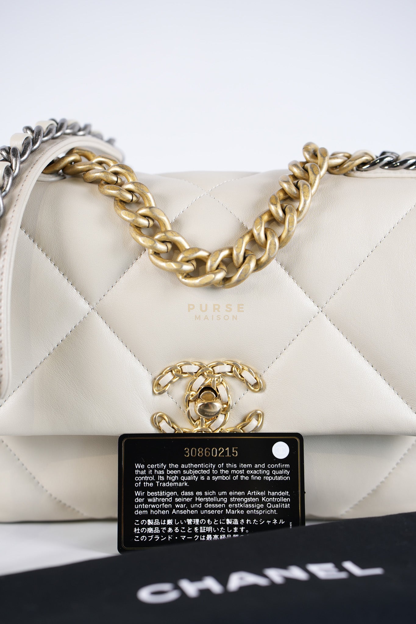 19 Small in Light Beige Lambskin and Mix Hardware Series 30 | Purse Maison Luxury Bags Shop