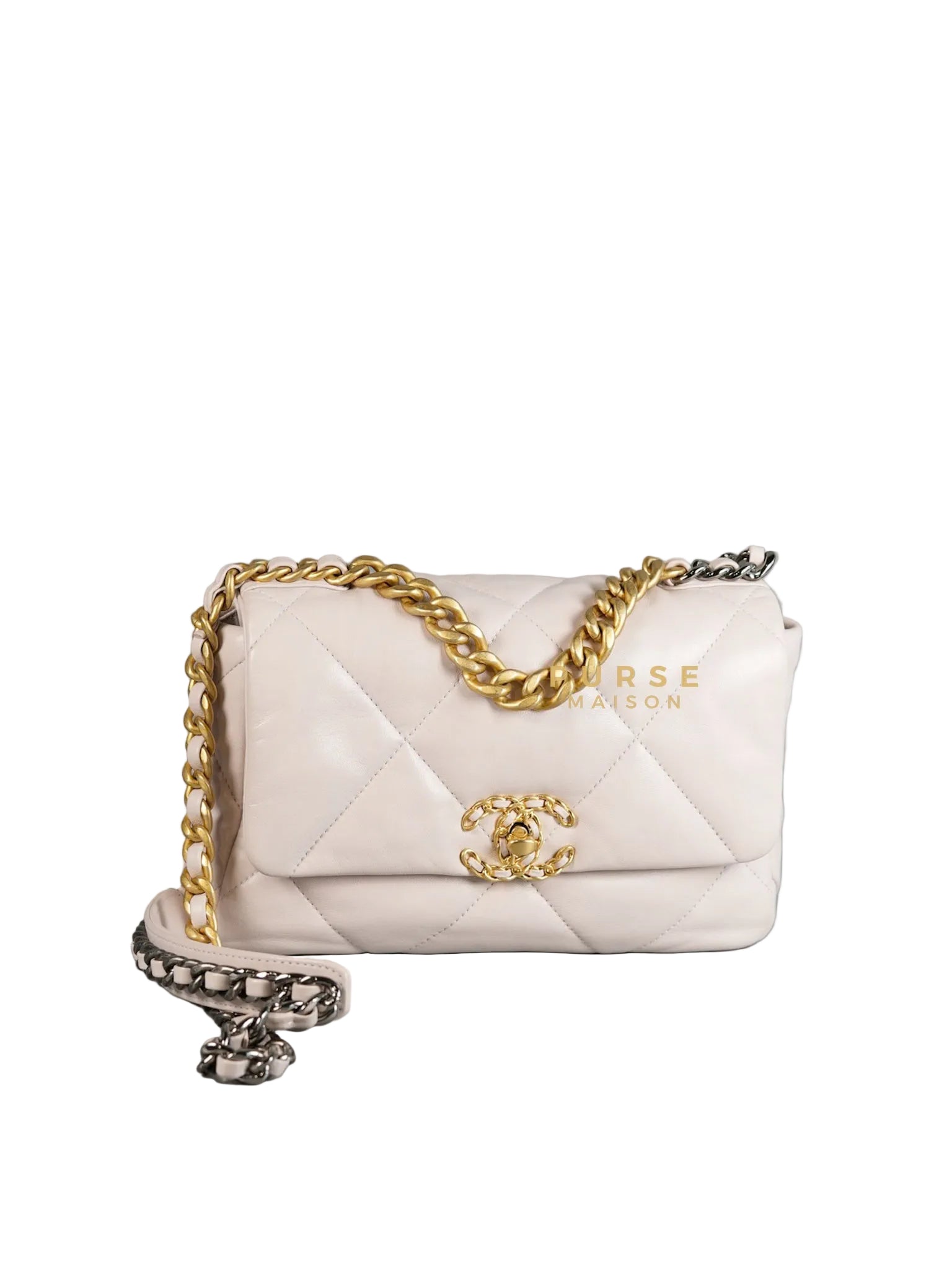 19 Small in Pale Pink Lambskin and Mix Hardware (Microchip) | Purse Maison Luxury Bags Shop