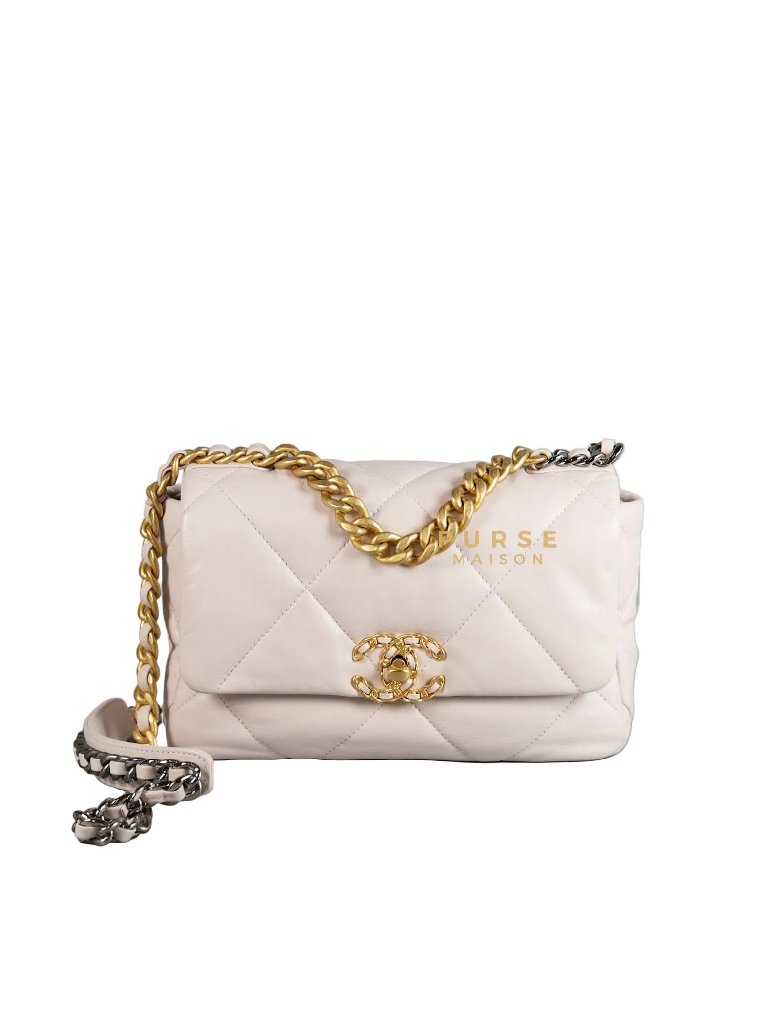 19 Small in Pale Pink Lambskin and Mix Hardware (Microchip) | Purse Maison Luxury Bags Shop